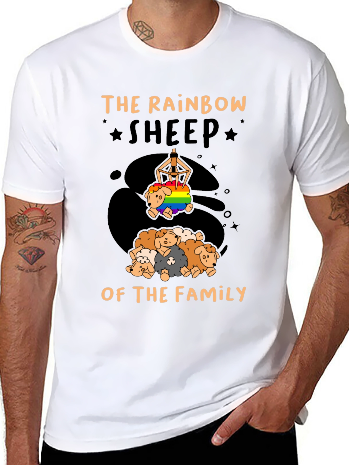 Rainbow Sheep of the Family Black T-Shirt