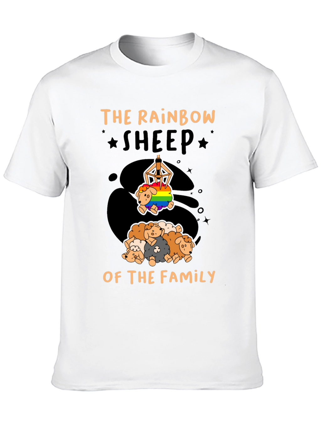 Rainbow Sheep of the Family Black T-Shirt