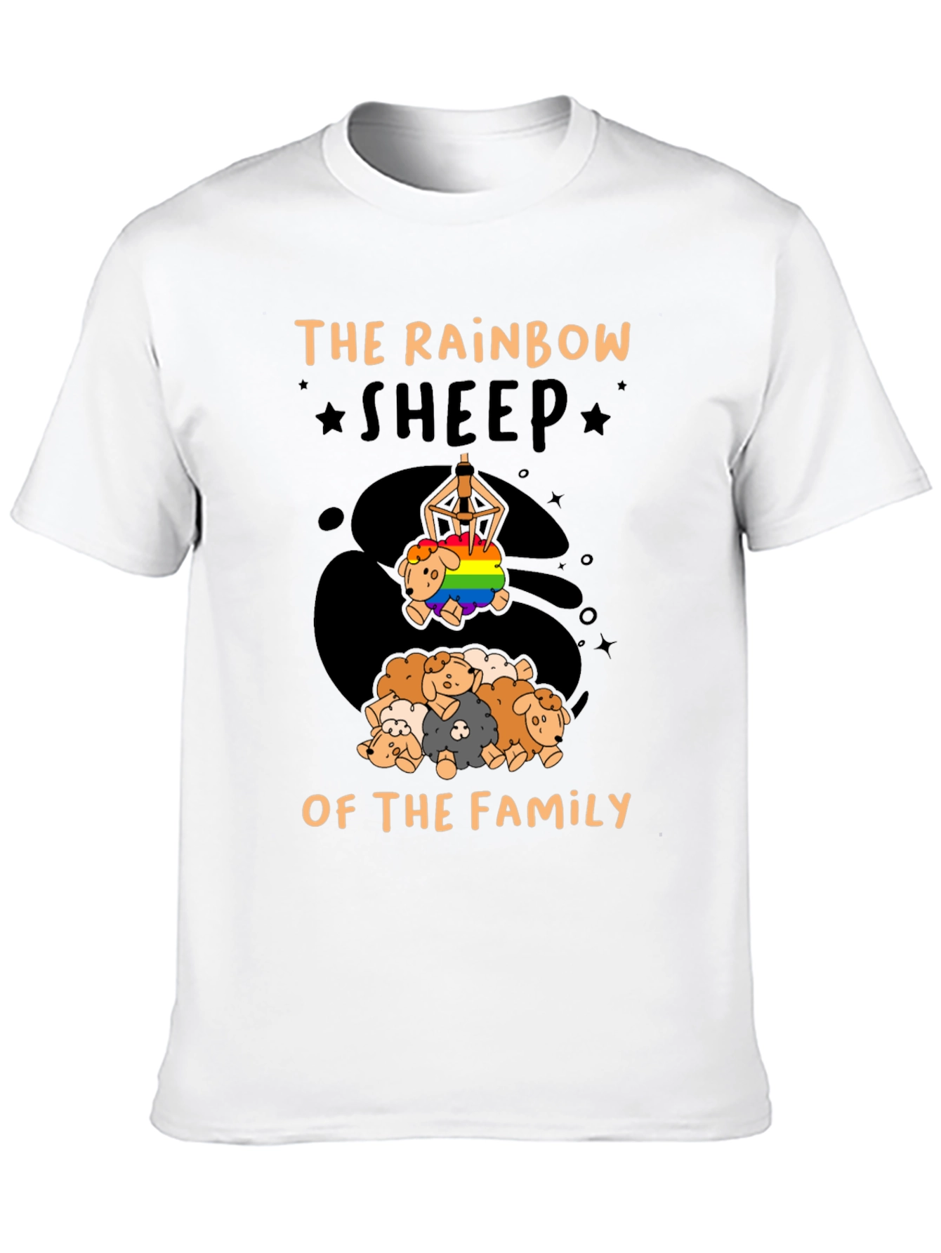 Rainbow Sheep of the Family Black T-Shirt