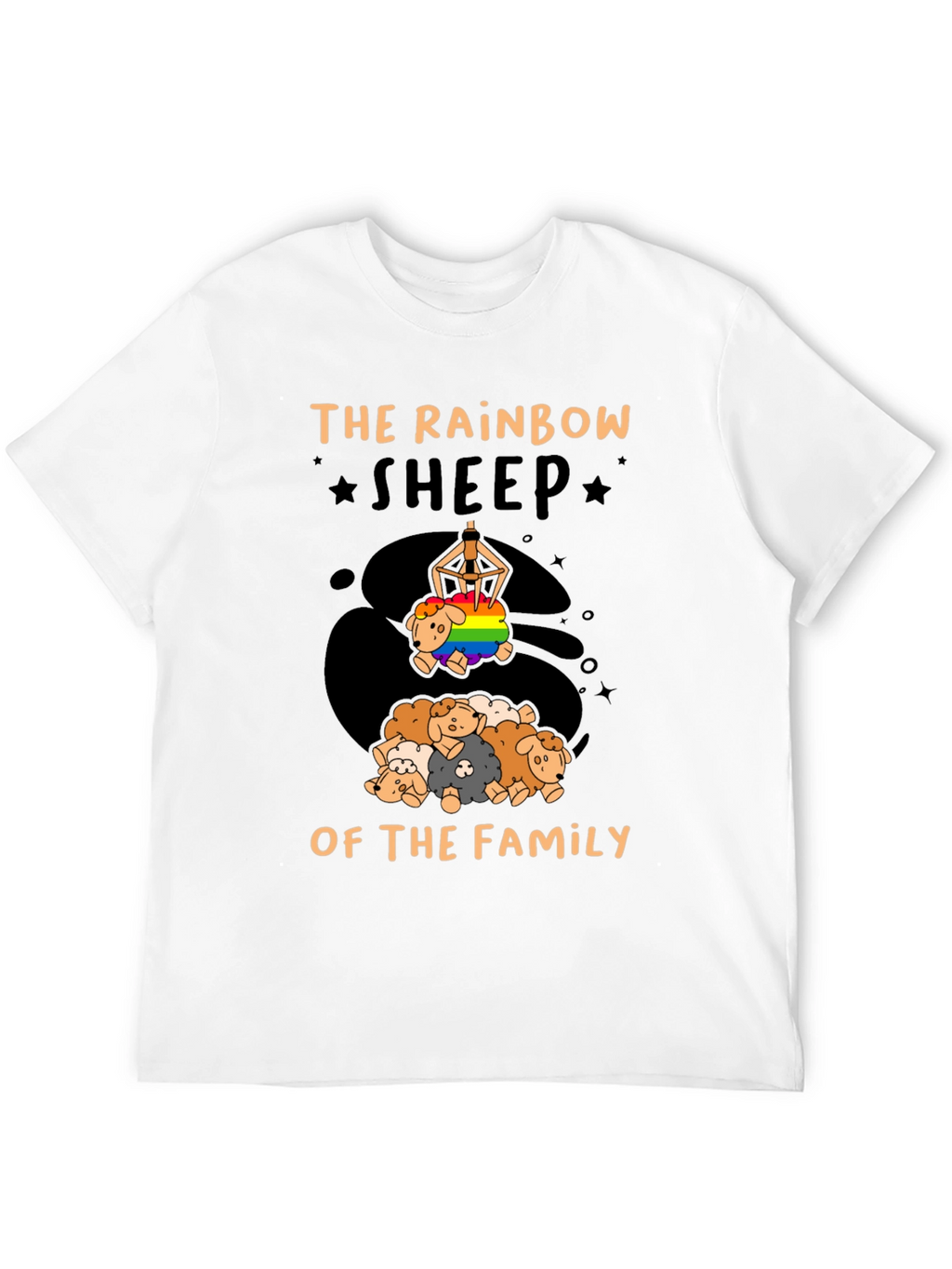 Rainbow Sheep of the Family Black T-Shirt