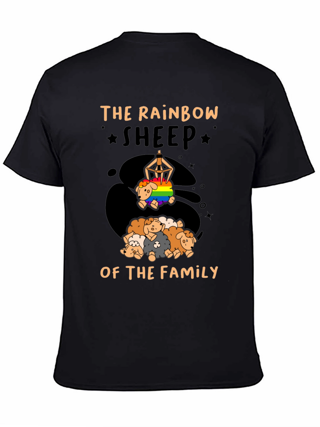 Rainbow Sheep of the Family Black T-Shirt