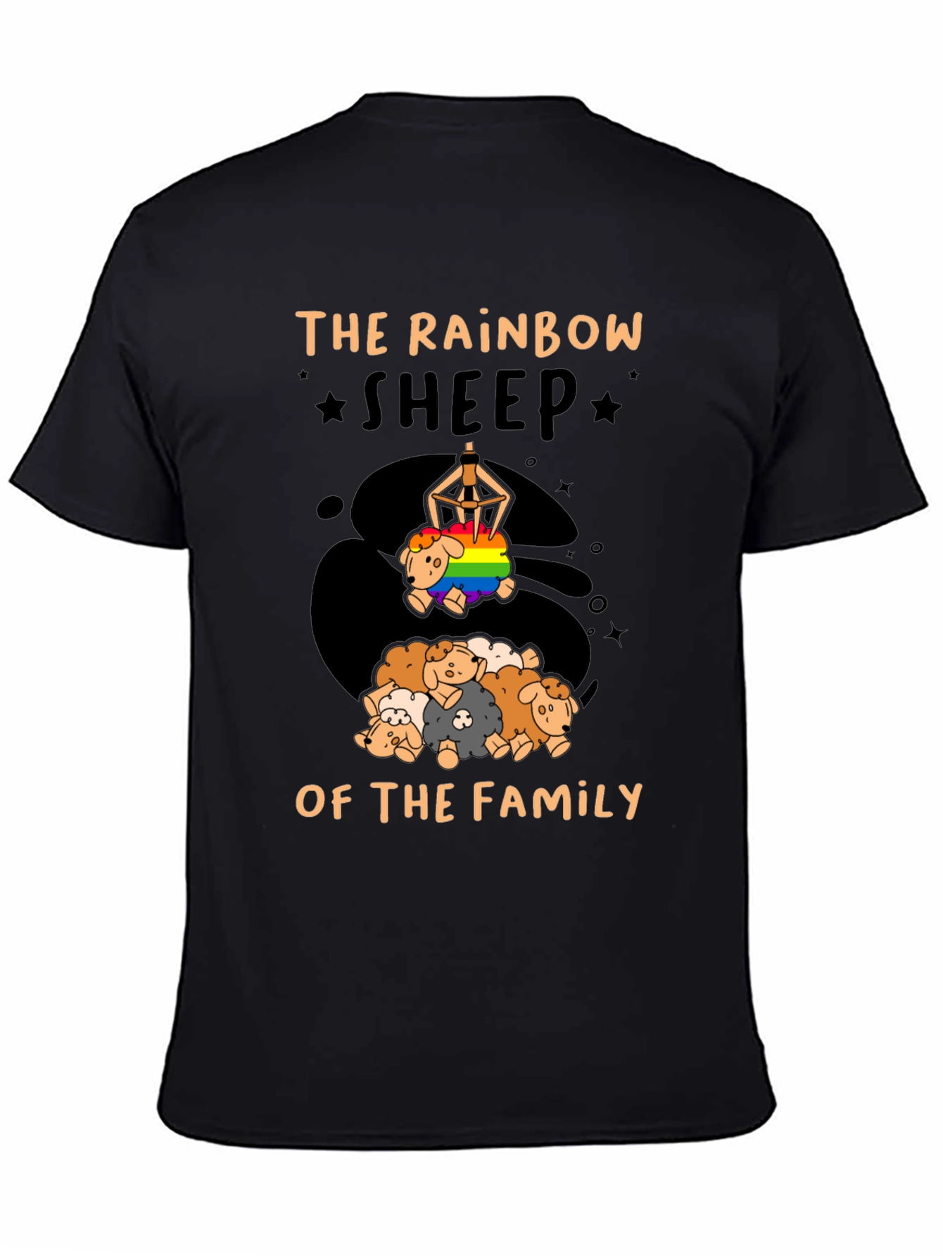 Rainbow Sheep of the Family Black T-Shirt
