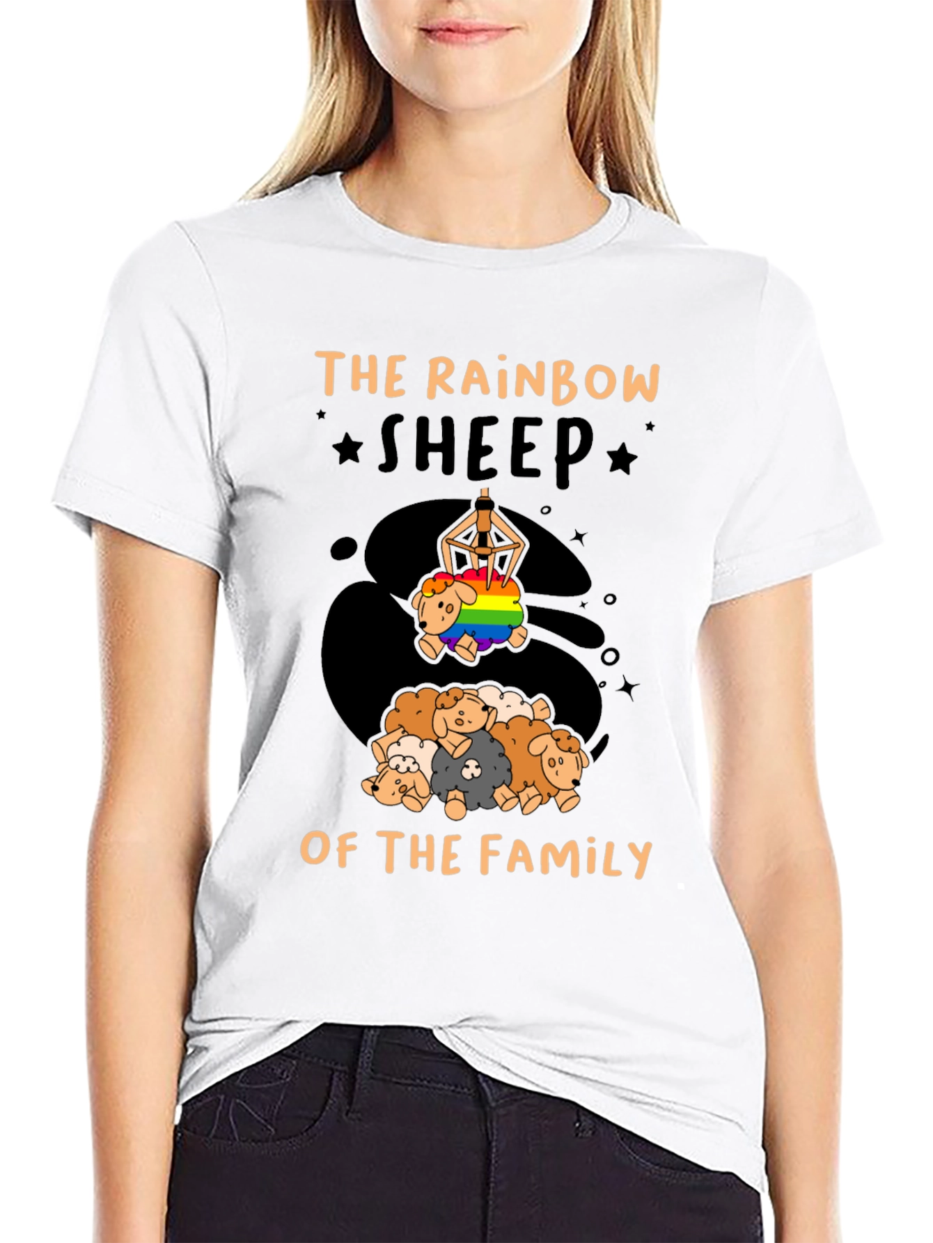 Rainbow Sheep of the Family Black T-Shirt