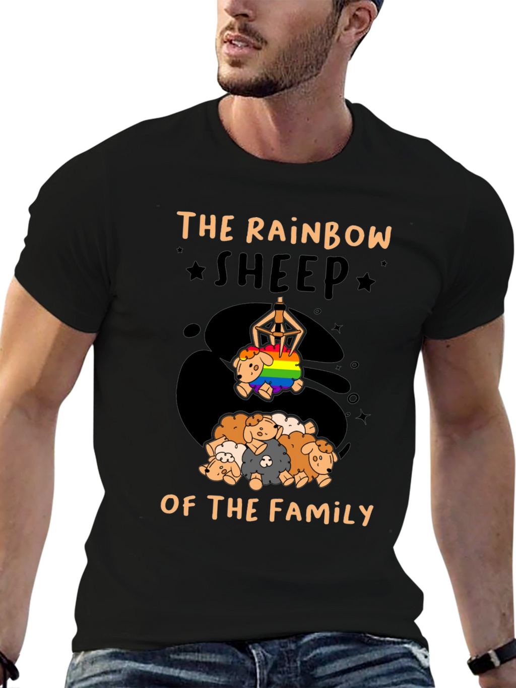 Rainbow Sheep of the Family Black T-Shirt