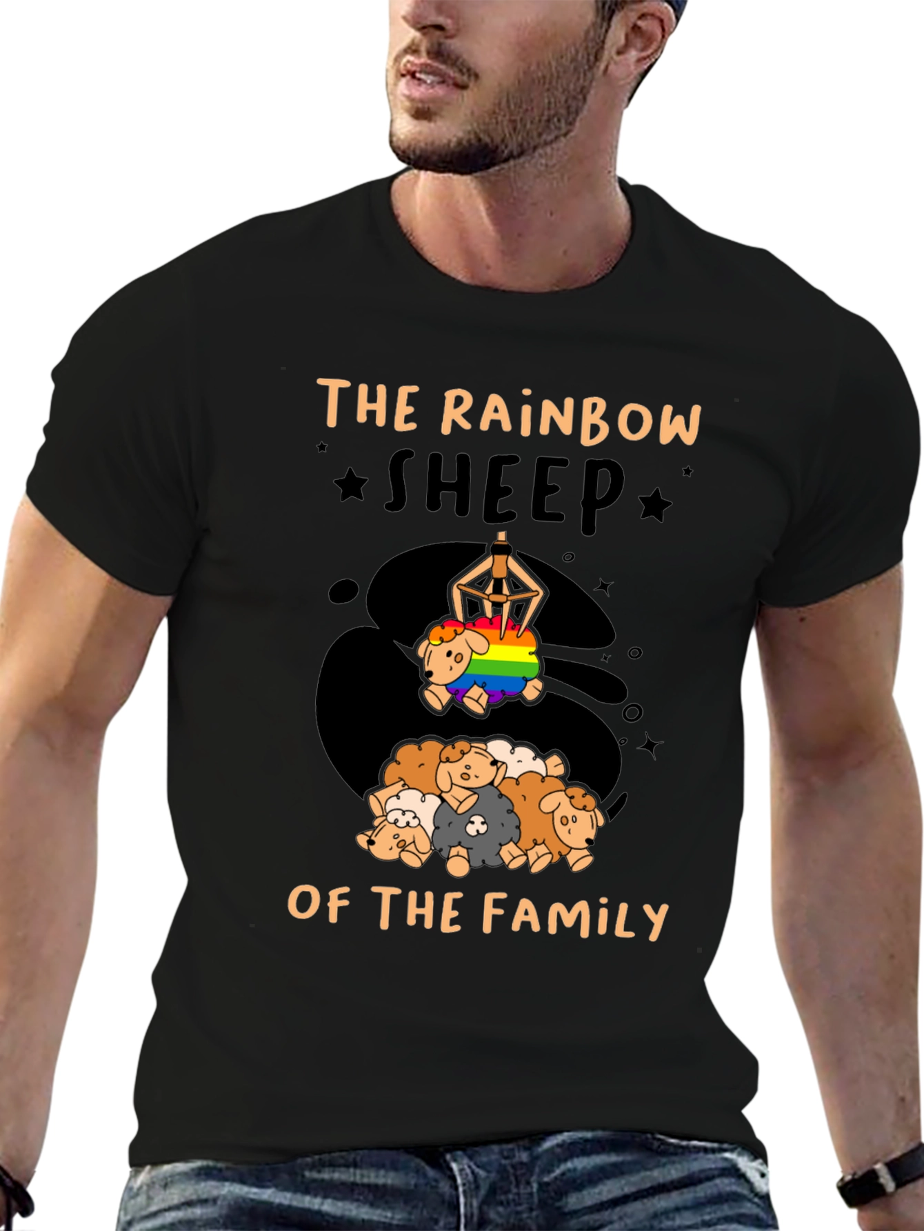 Rainbow Sheep of the Family Black T-Shirt