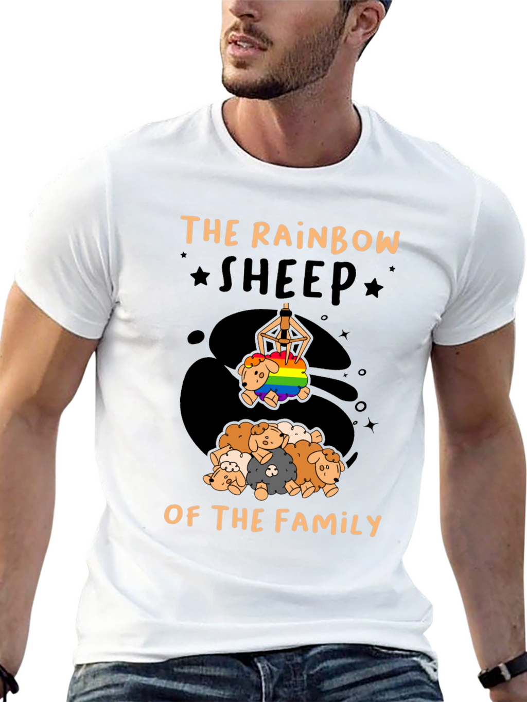 Rainbow Sheep of the Family Black T-Shirt