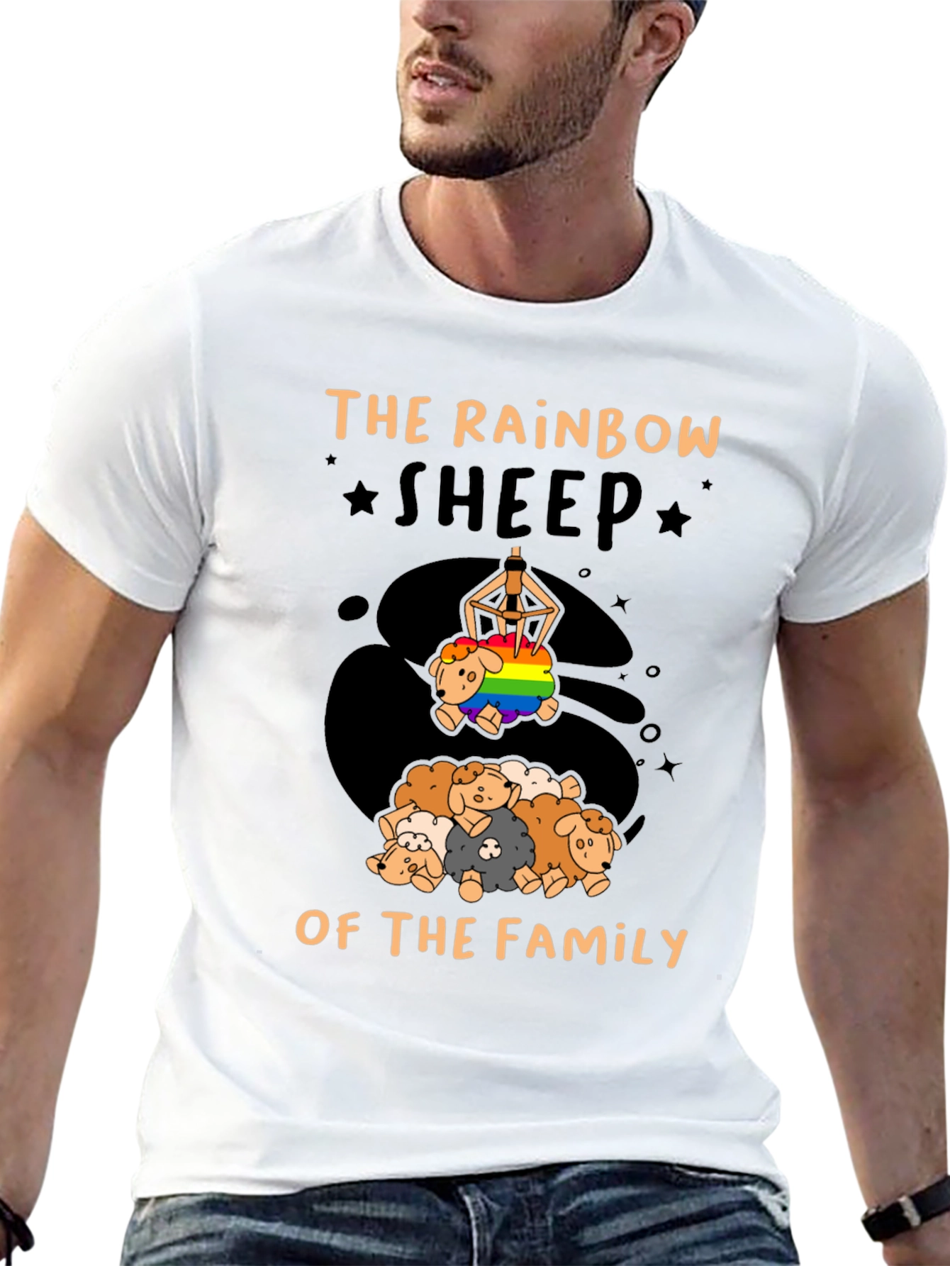 Rainbow Sheep of the Family Black T-Shirt