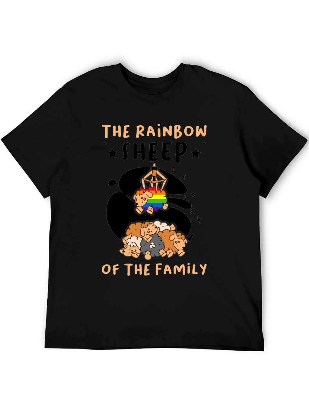 Rainbow Sheep of the Family Black T-Shirt