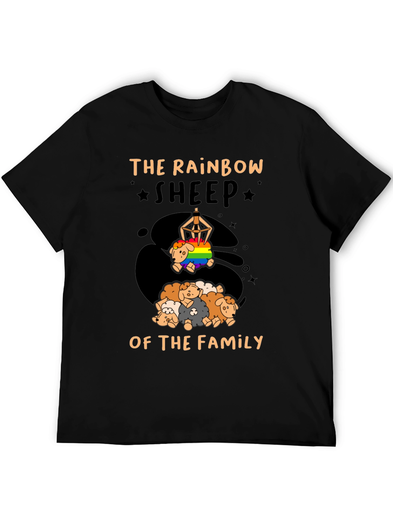 Rainbow Sheep of the Family Black T-Shirt