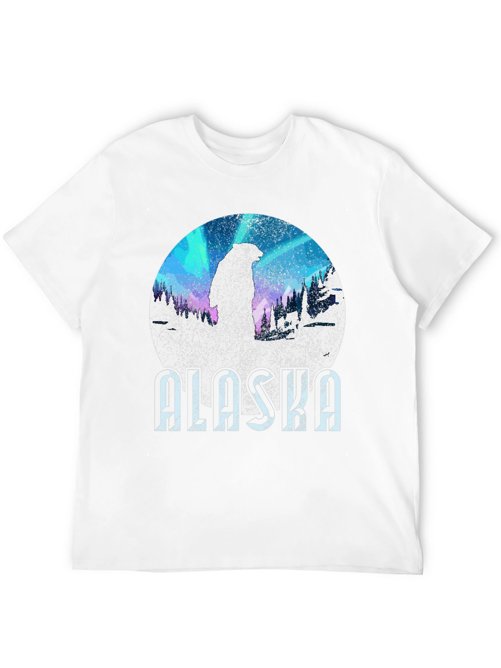 Alaska Bear Graphic Tee - Northern Lights Style