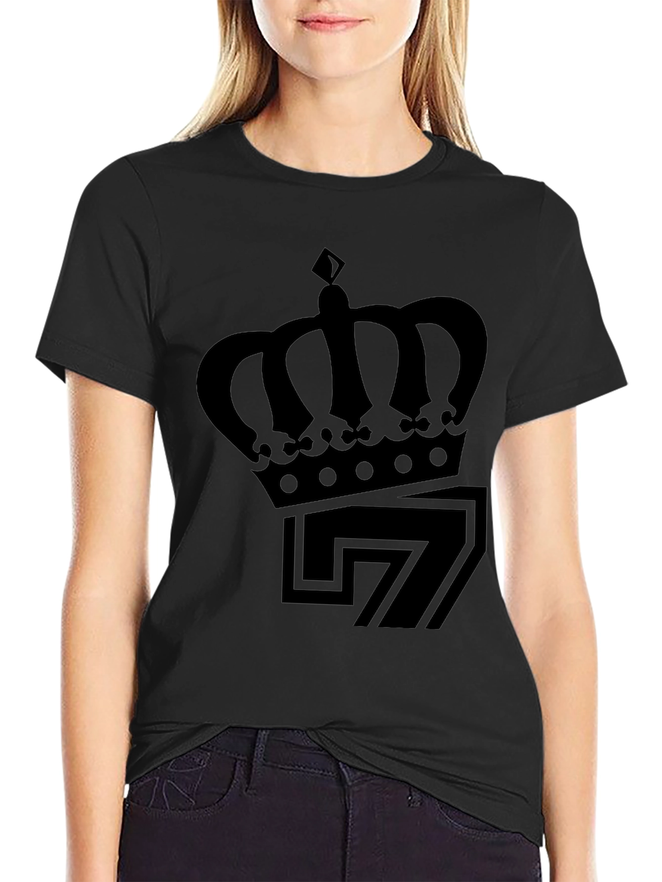 Crown & Number 7 Graphic Tee - Mens Black T-Shirt