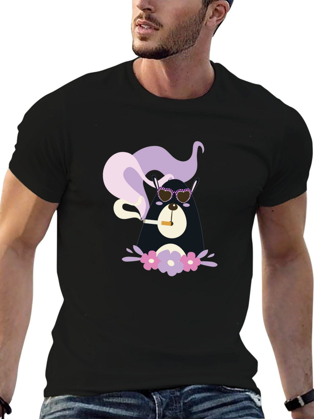 Cool Bear Smoker Graphic Tee - Unisex Black T-Shirt