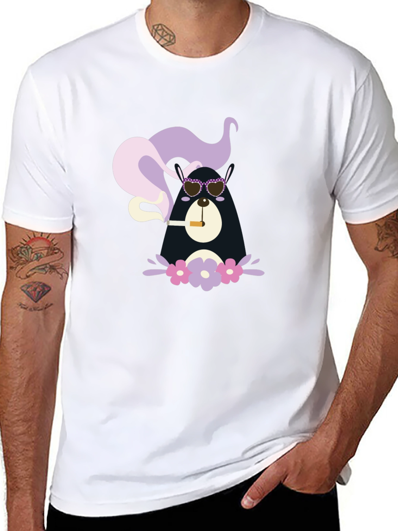 Cool Bear Smoker Graphic Tee - Unisex Black T-Shirt