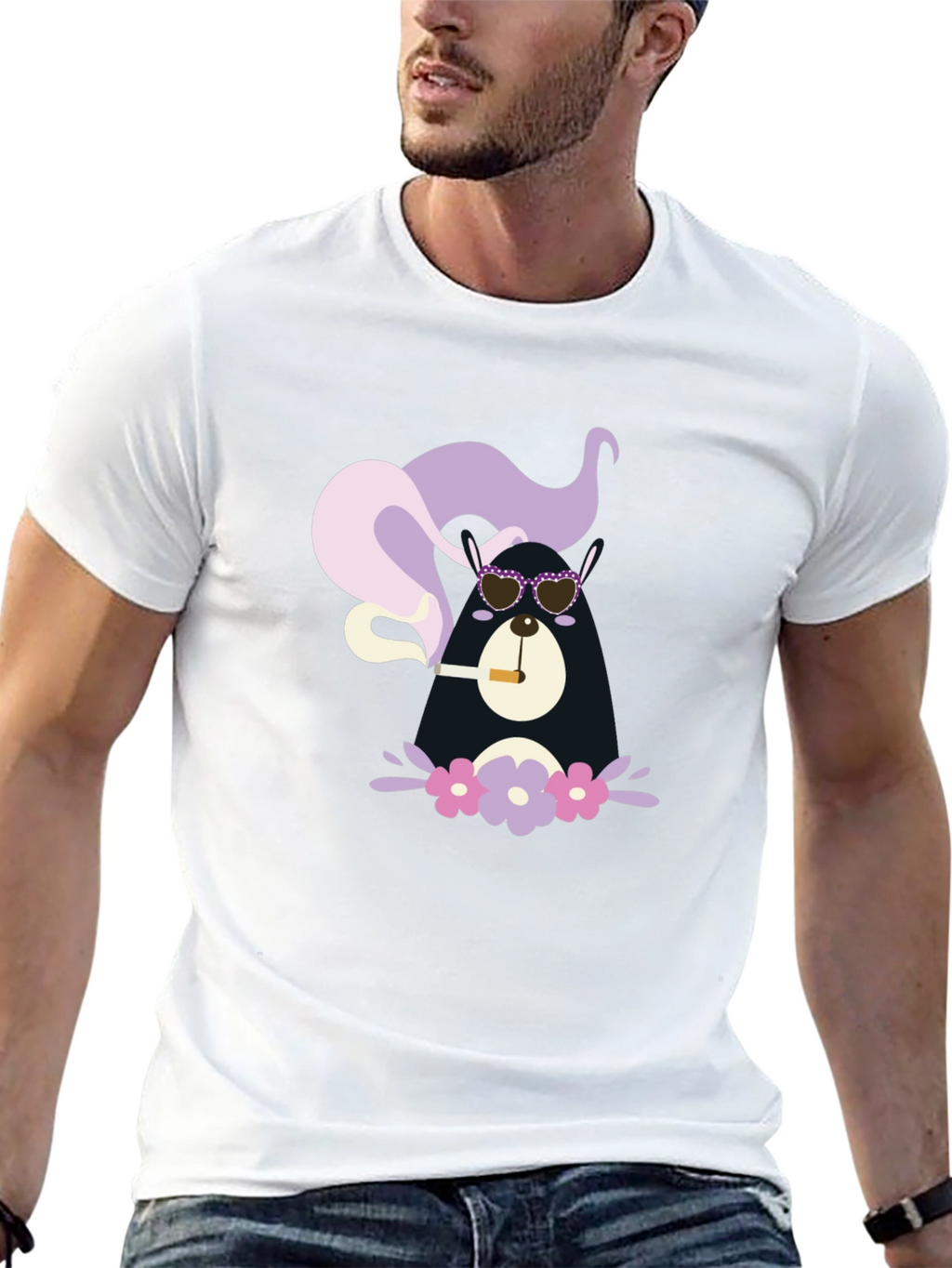 Cool Bear Smoker Graphic Tee - Unisex Black T-Shirt