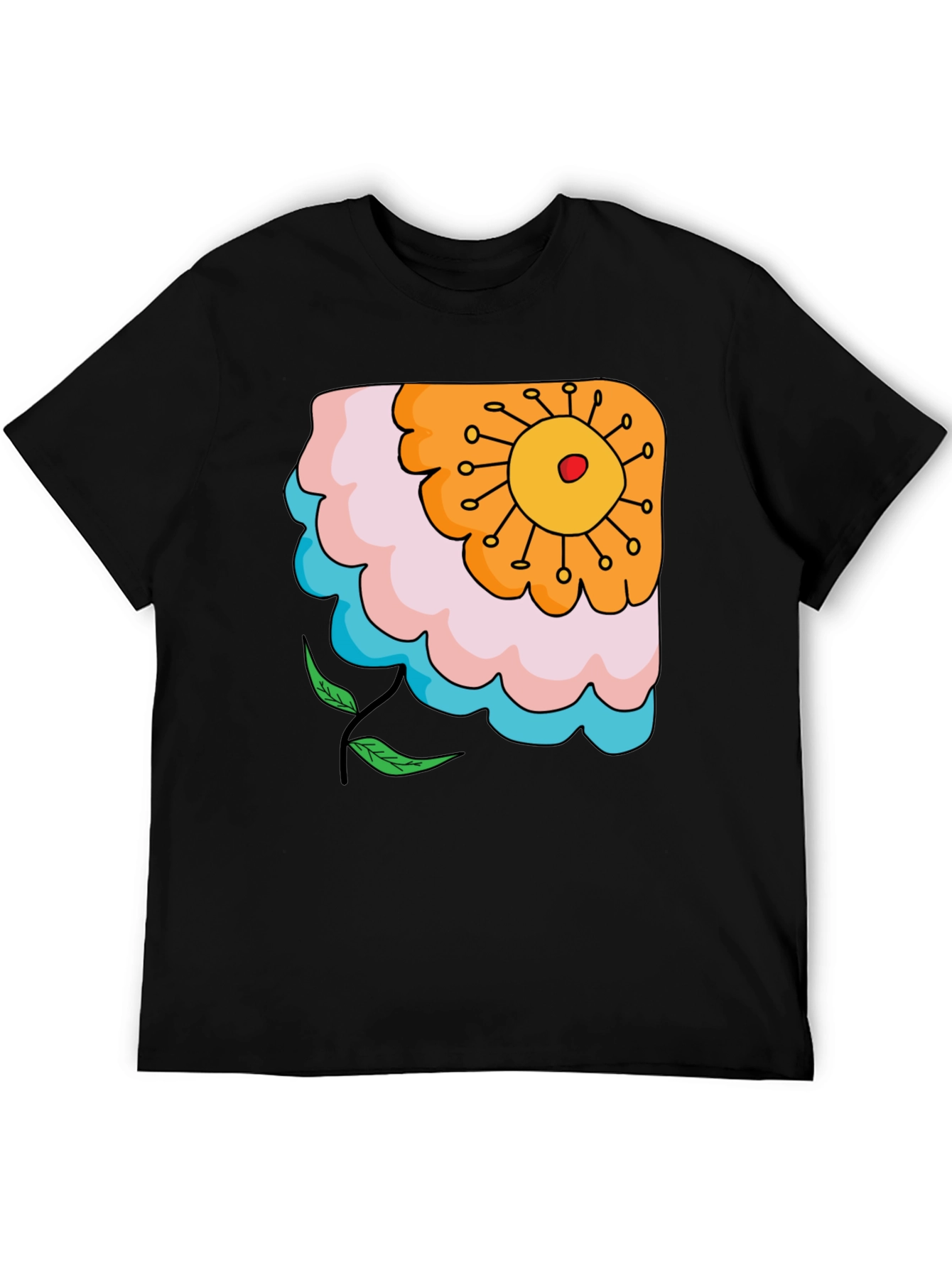 Floral Graphic Print Black T-Shirt