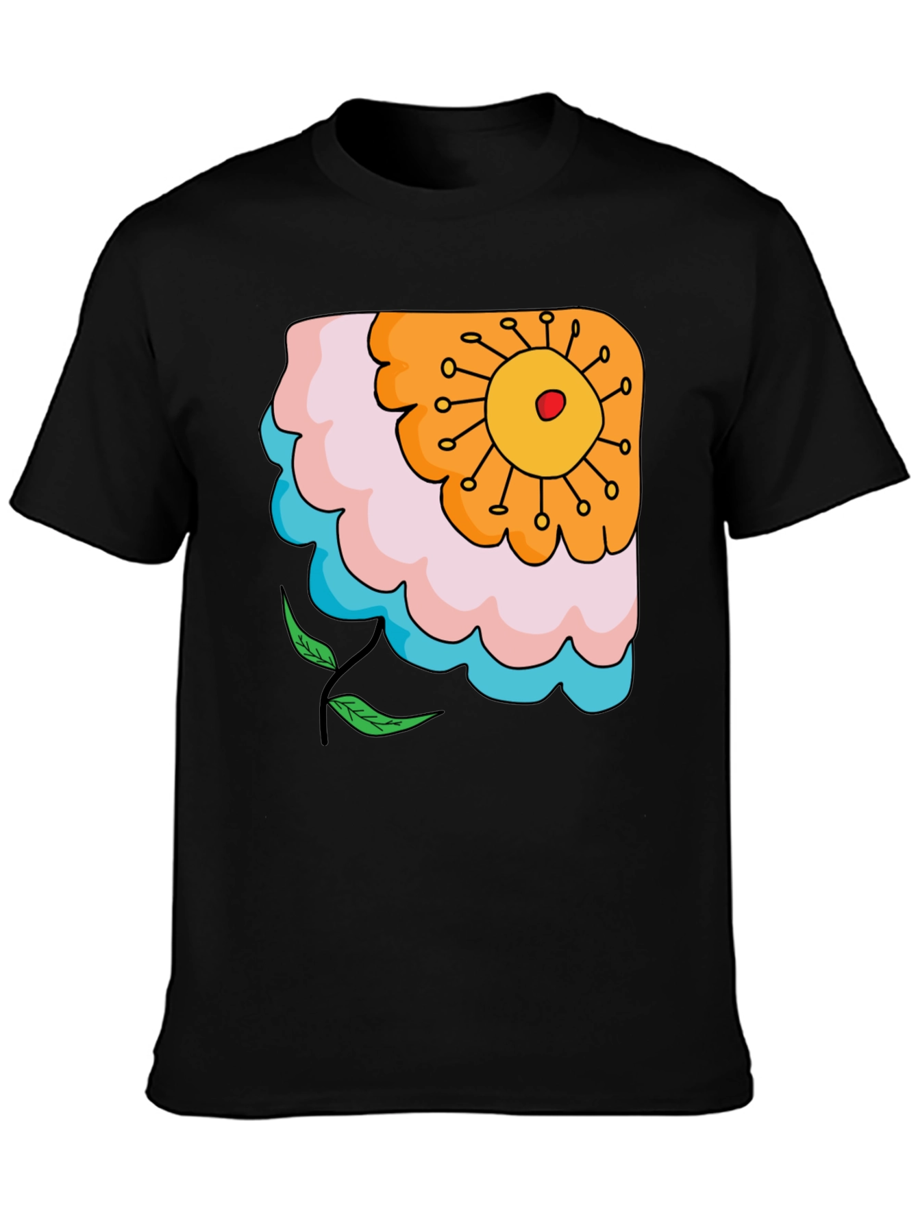Floral Graphic Print Black T-Shirt