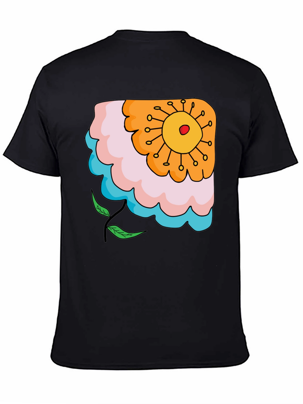 Floral Graphic Print Black T-Shirt
