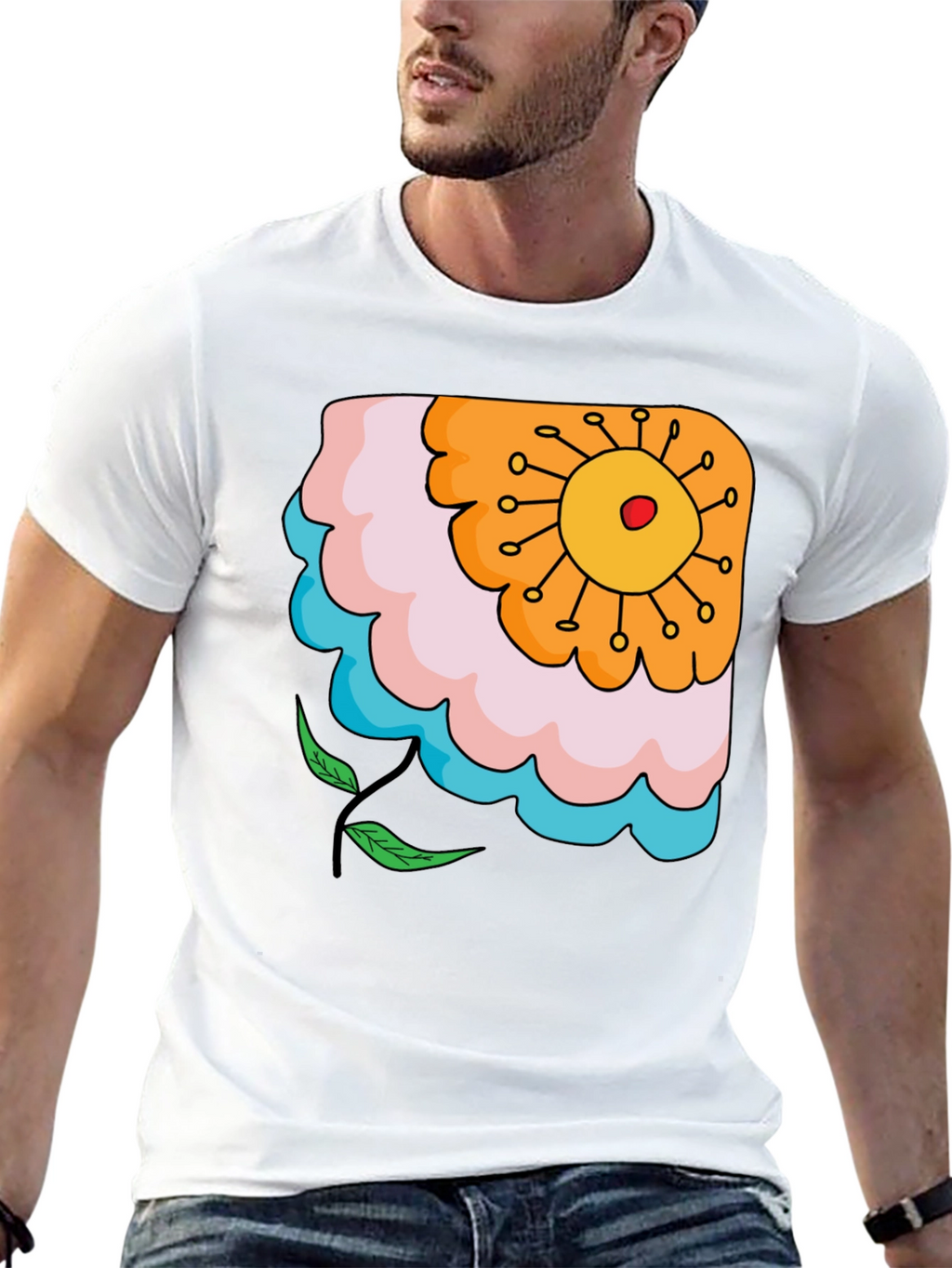 Floral Graphic Print Black T-Shirt