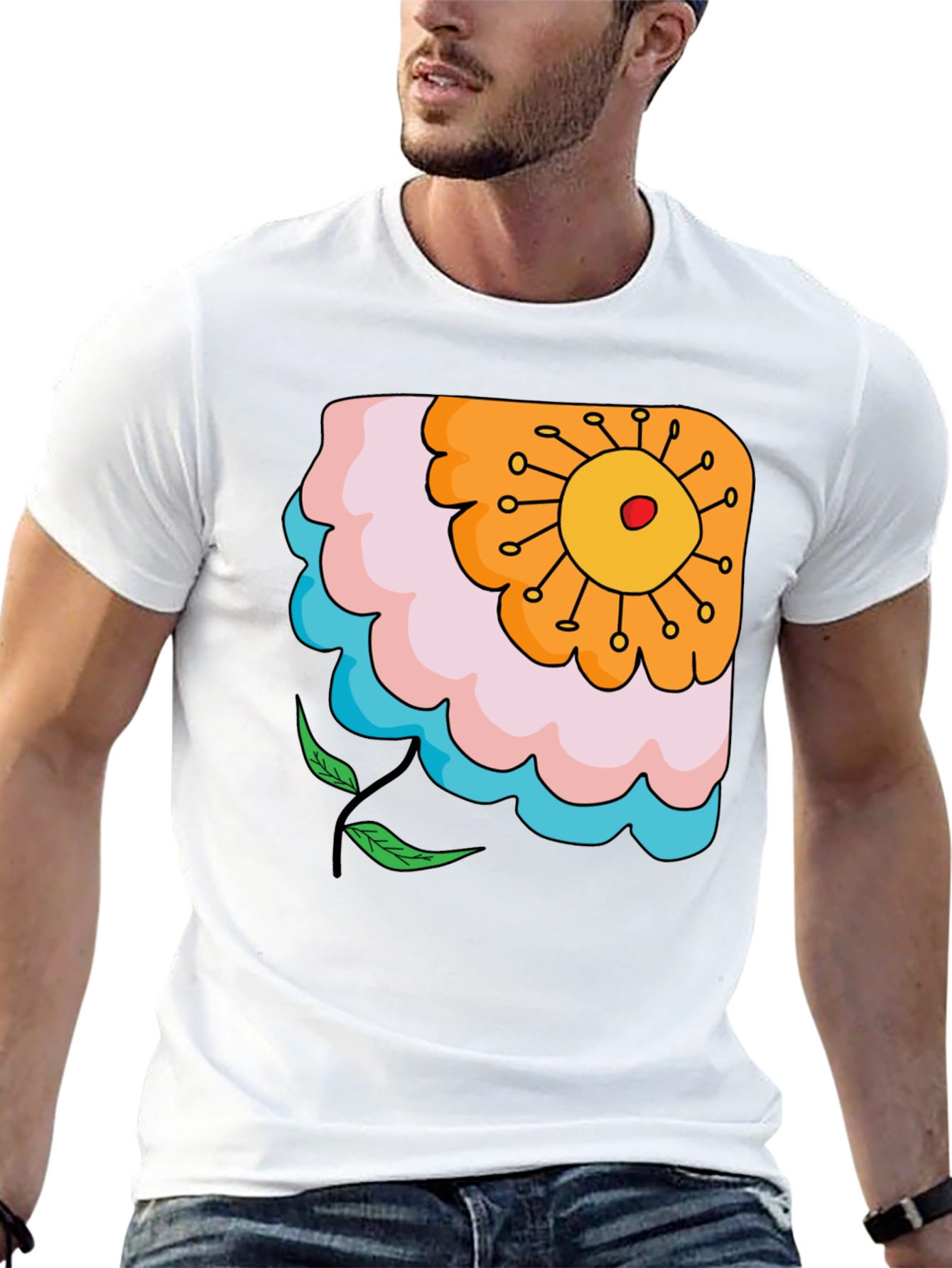 Floral Graphic Print Black T-Shirt