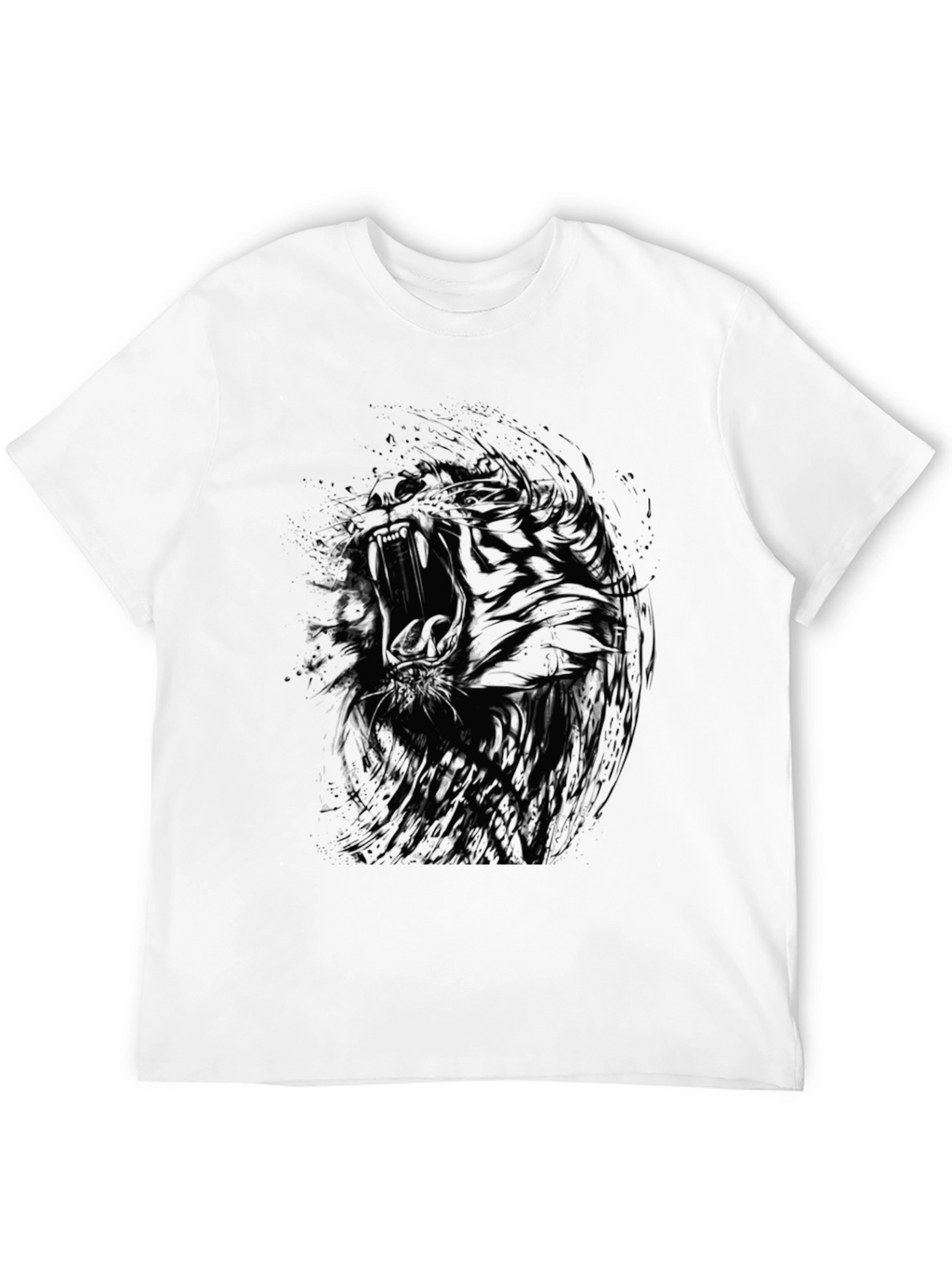 Abstract Tiger Graphic Black T-Shirt - Mens Style