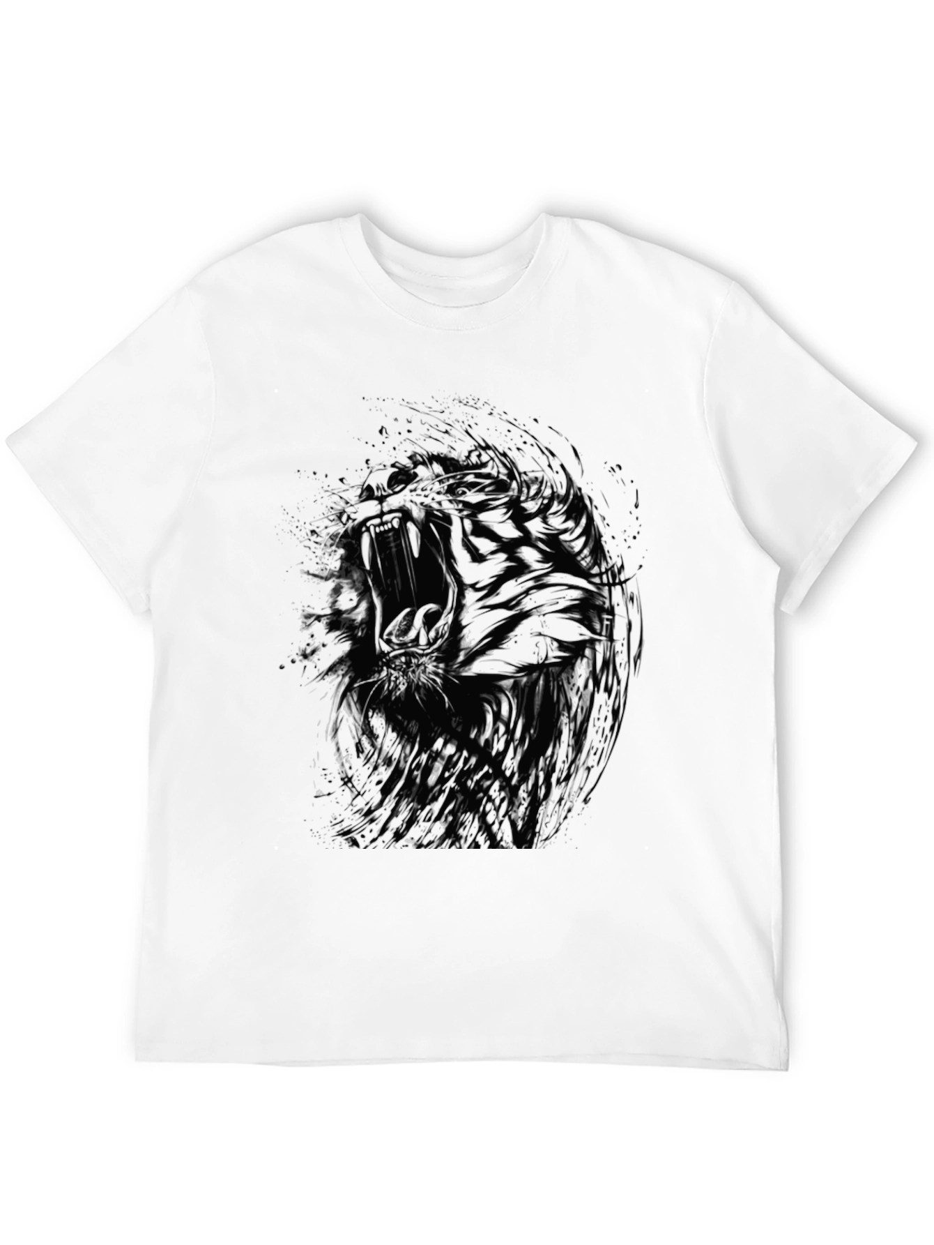 Abstract Tiger Graphic Black T-Shirt - Mens Style