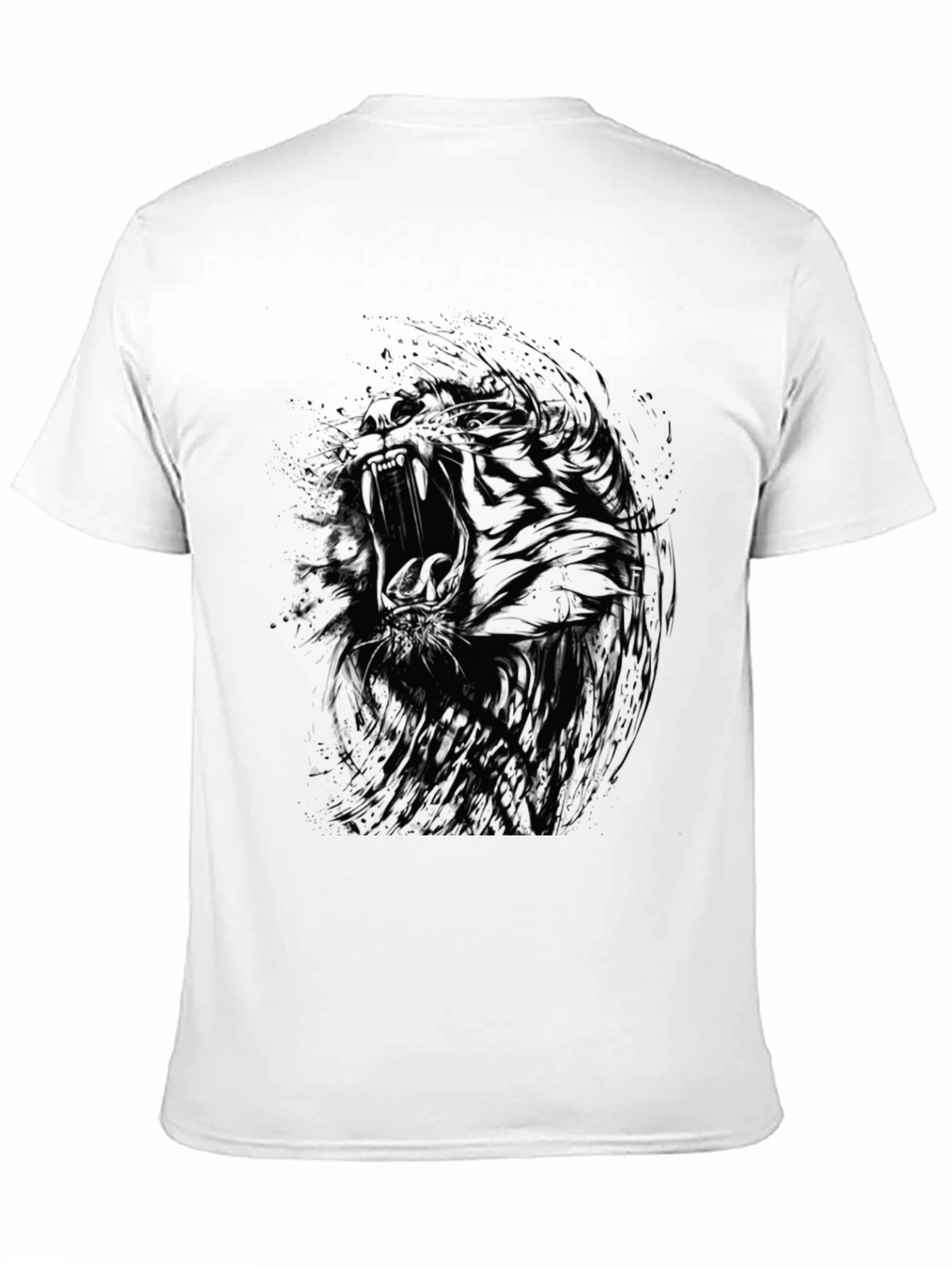 Abstract Tiger Graphic Black T-Shirt - Mens Style