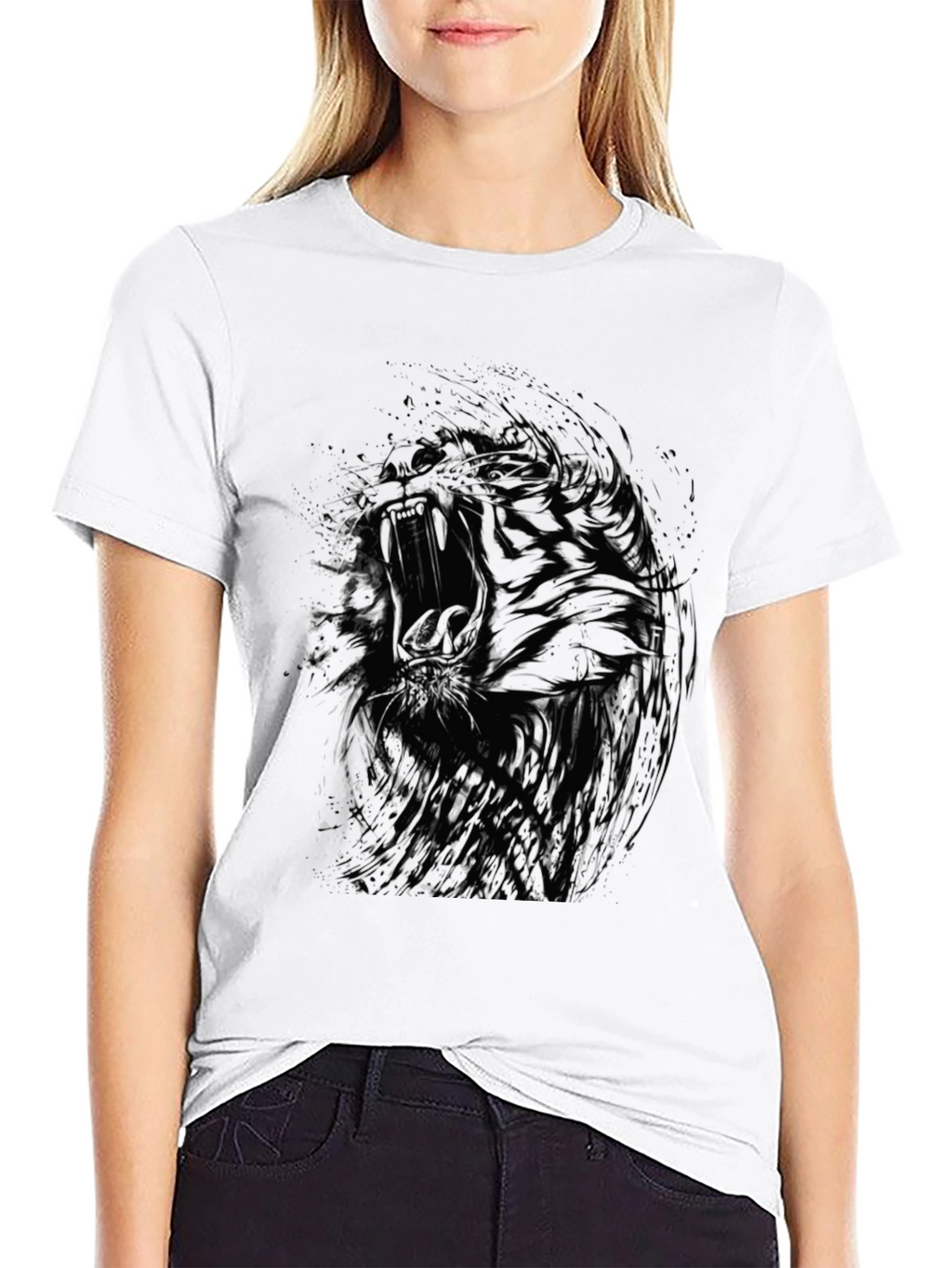 Abstract Tiger Graphic Black T-Shirt - Mens Style