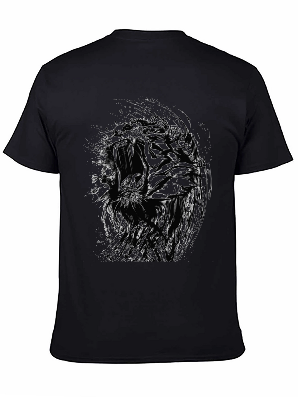 Abstract Tiger Graphic Black T-Shirt - Mens Style
