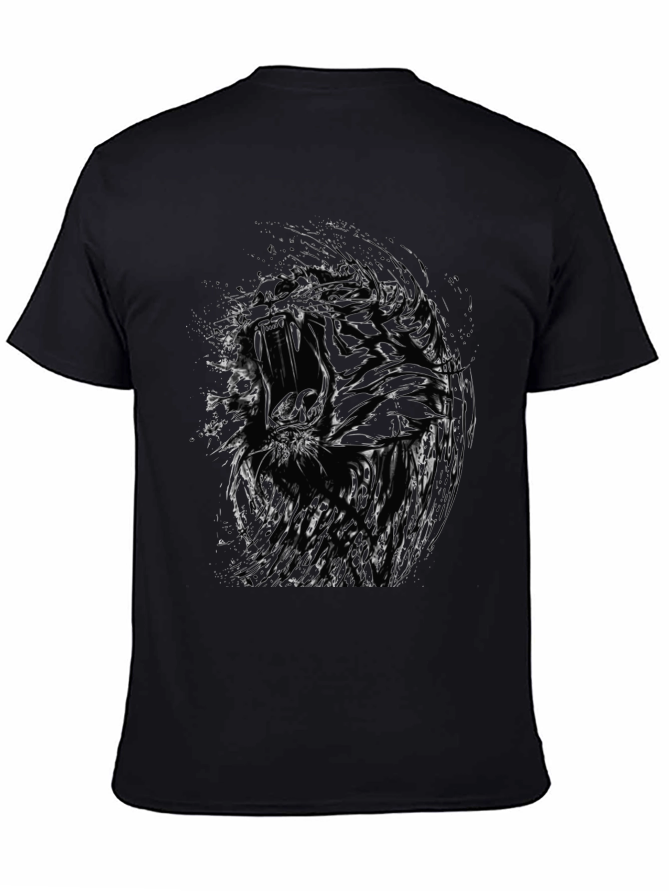 Abstract Tiger Graphic Black T-Shirt - Mens Style
