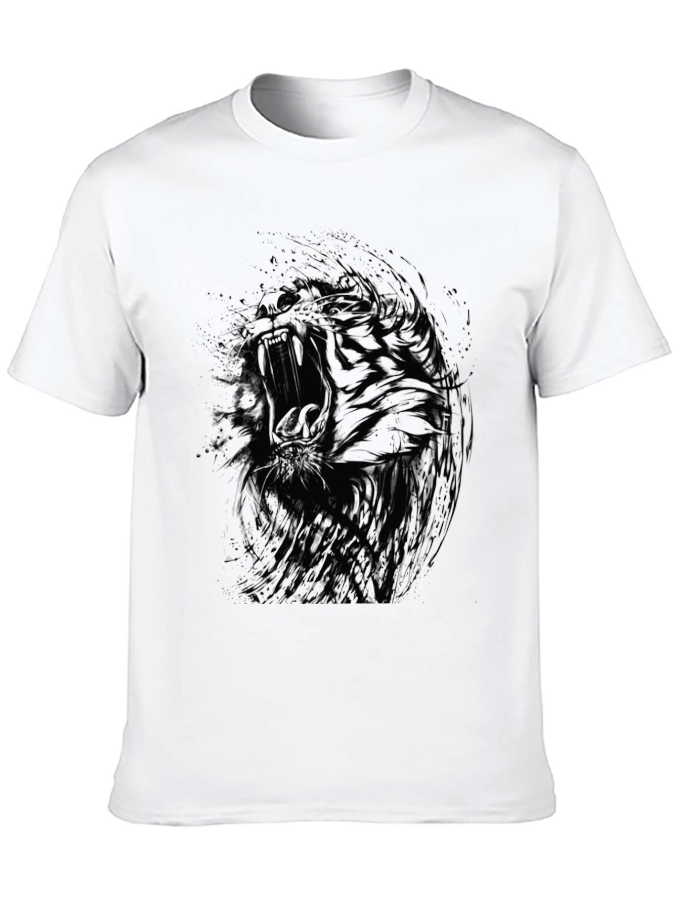 Abstract Tiger Graphic Black T-Shirt - Mens Style