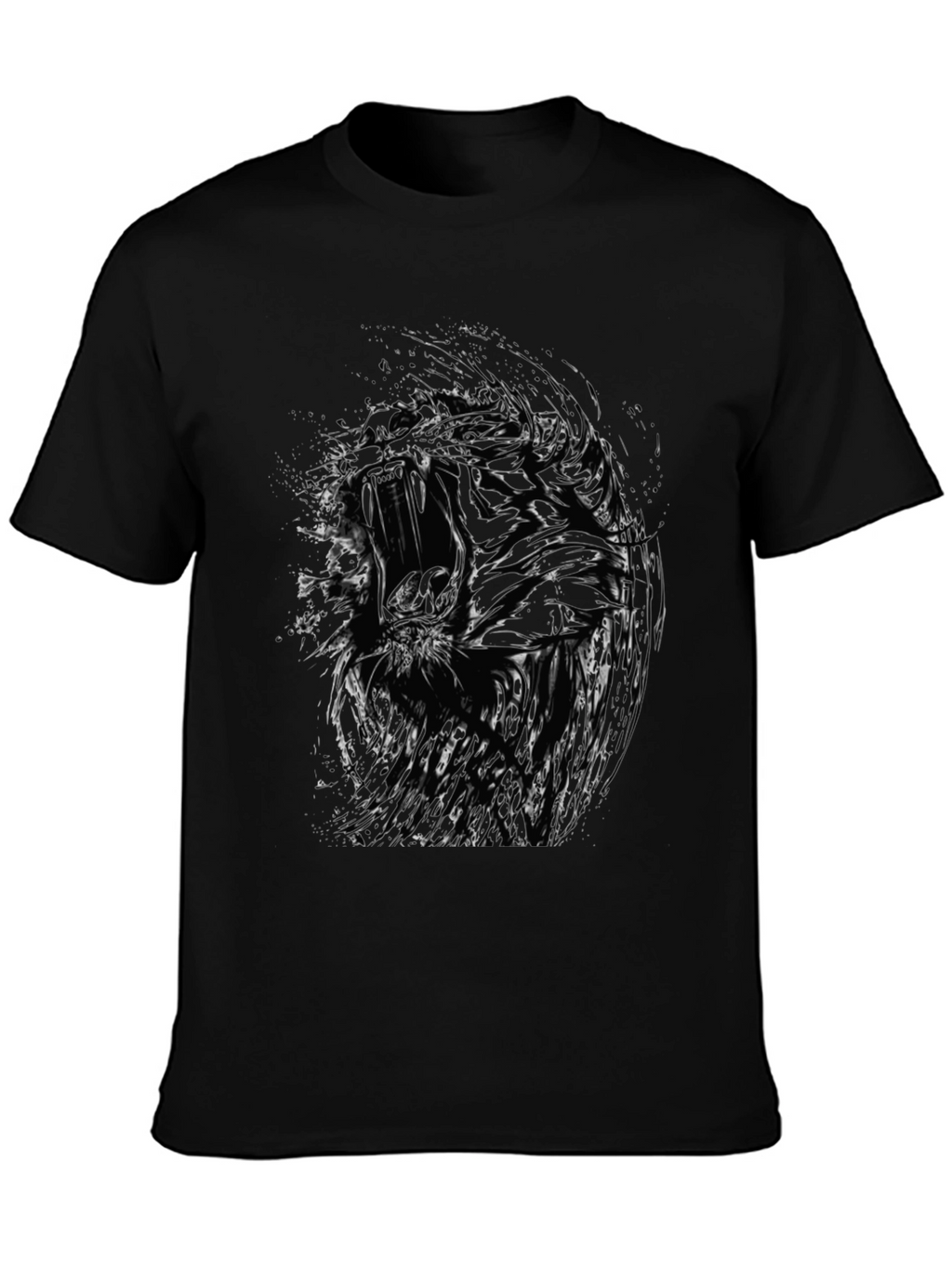 Abstract Tiger Graphic Black T-Shirt - Mens Style