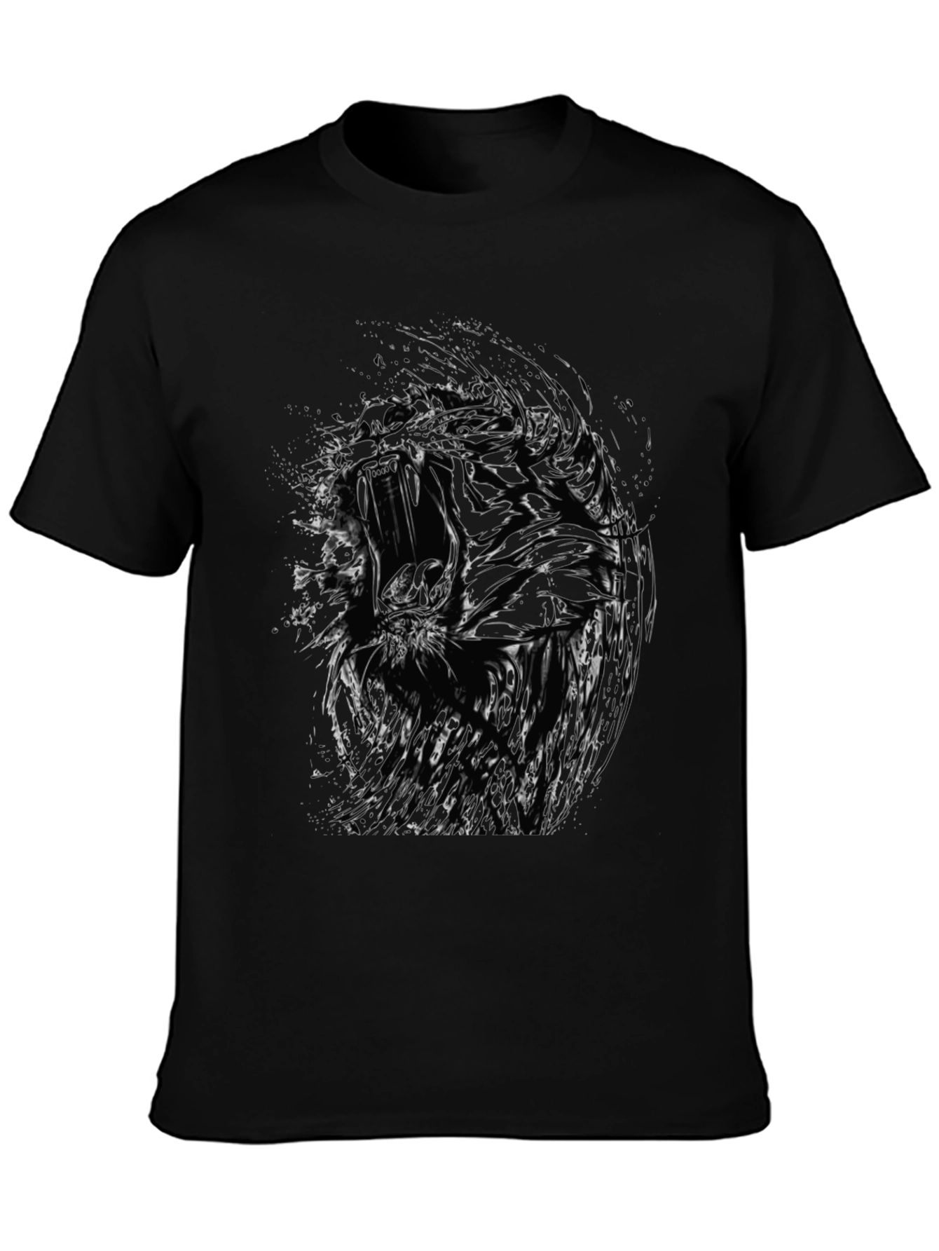 Abstract Tiger Graphic Black T-Shirt - Mens Style