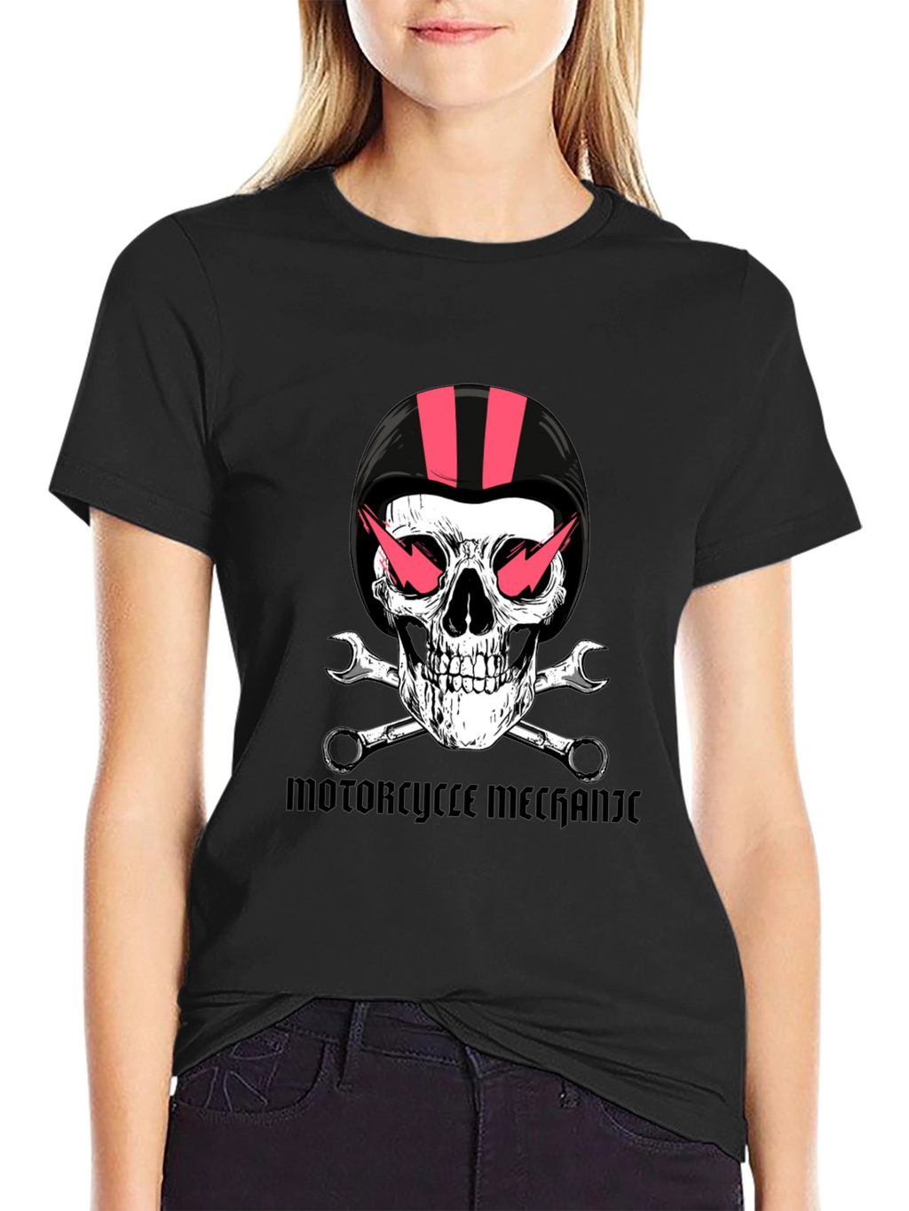 Motorcycle Mechanic Skull Graphic Tee