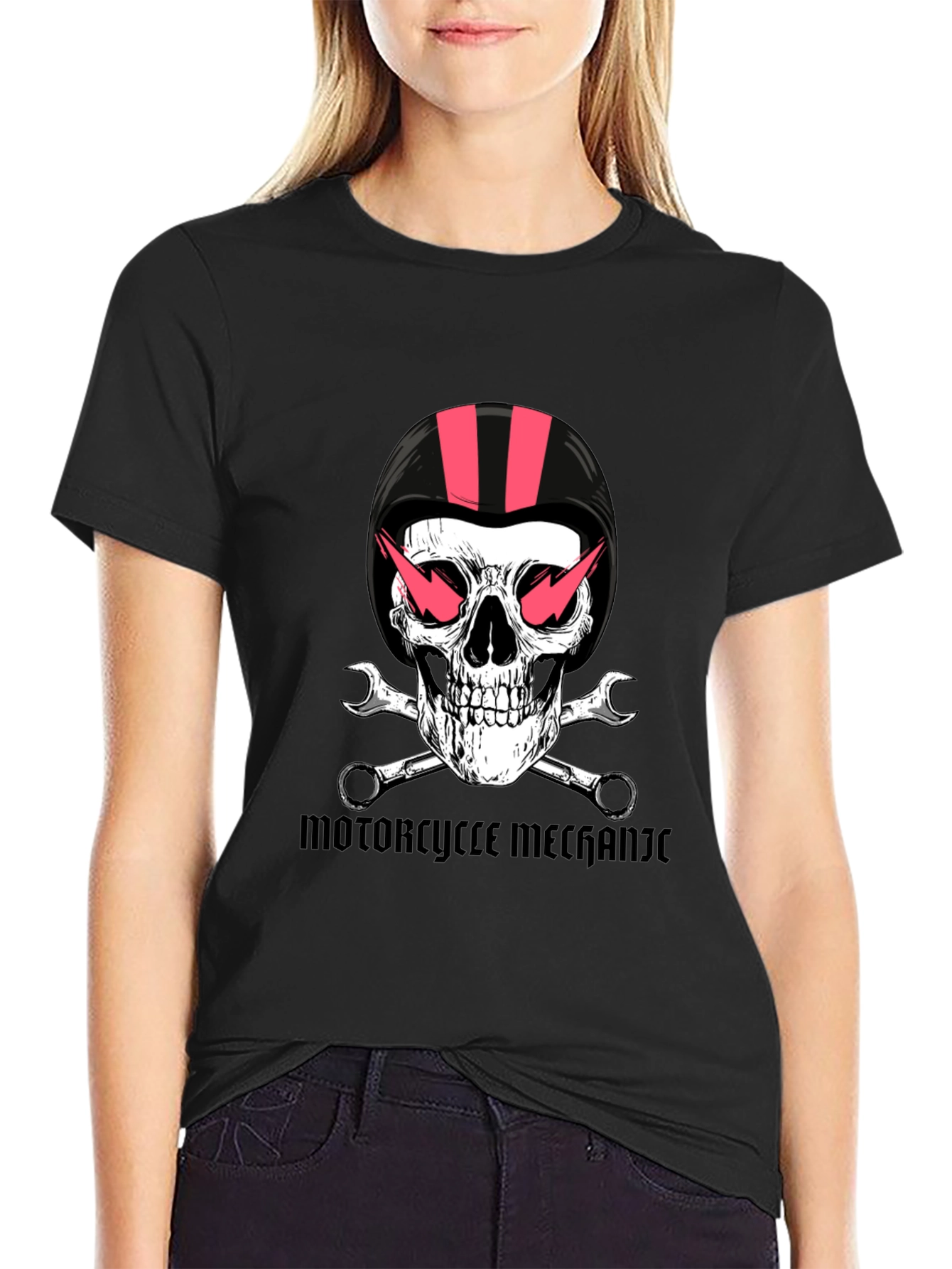 Motorcycle Mechanic Skull Graphic Tee