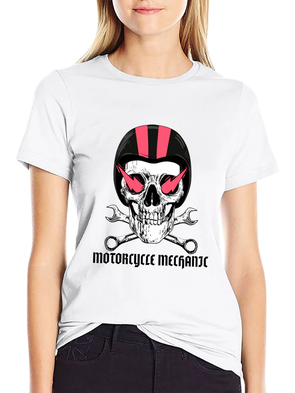 Motorcycle Mechanic Skull Graphic Tee