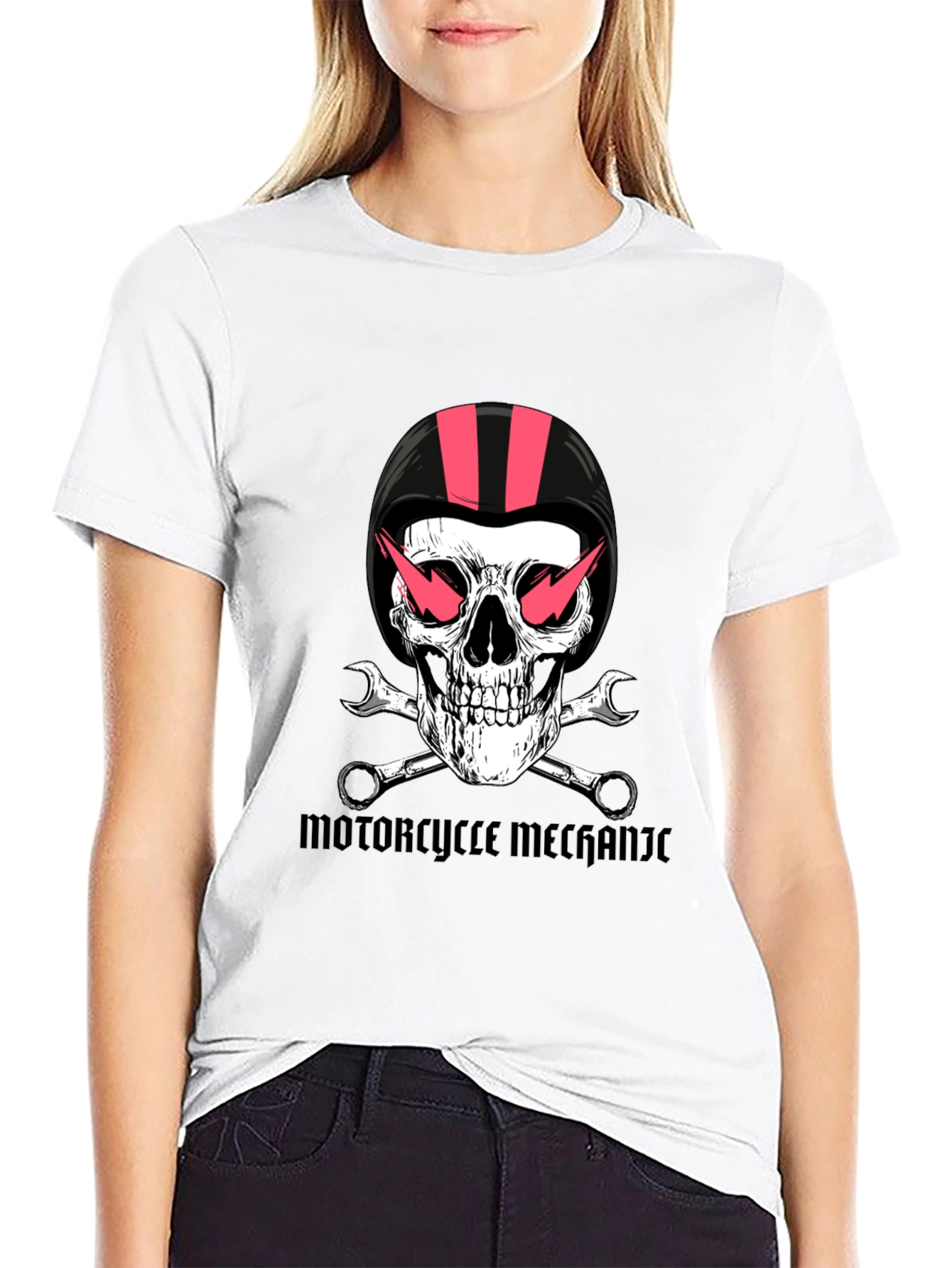 Motorcycle Mechanic Skull Graphic Tee