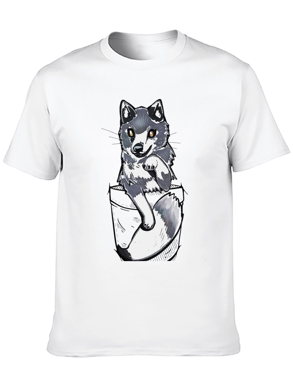 Cool Pocket Wolf Graphic Tee - Casual Black T-Shirt