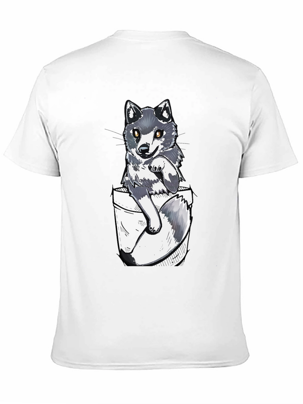 Cool Pocket Wolf Graphic Tee - Casual Black T-Shirt