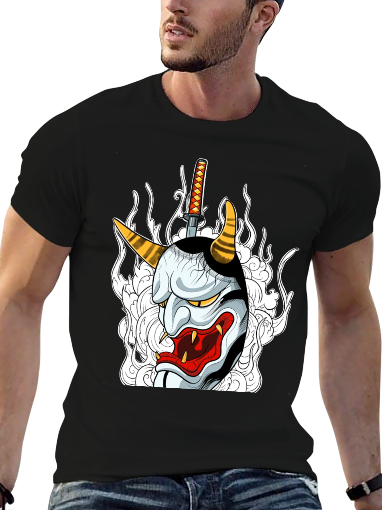 Hannya Mask Graphic Tee - Black T-Shirt