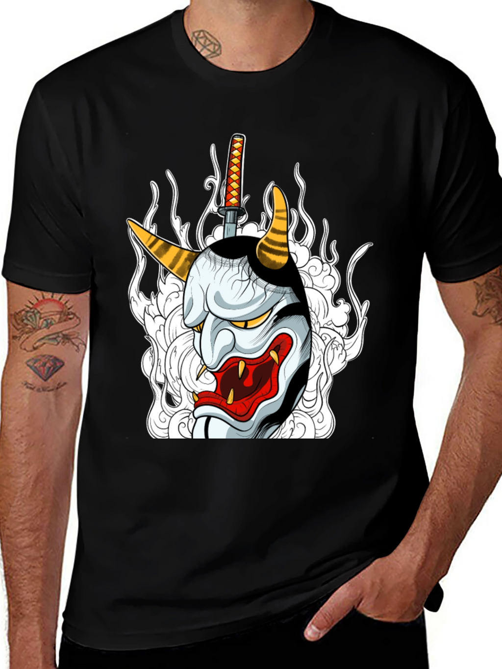 Hannya Mask Graphic Tee - Black T-Shirt