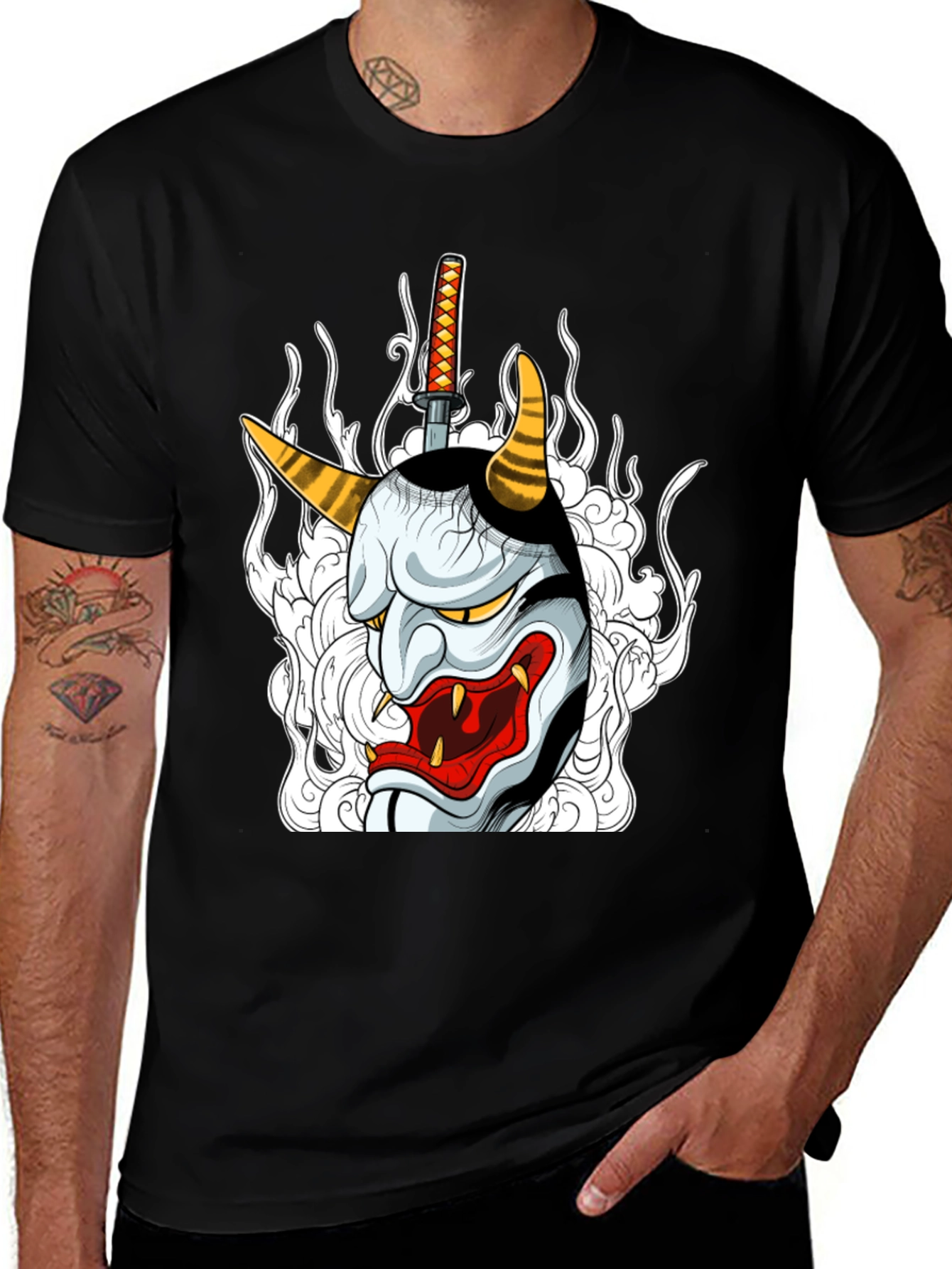 Hannya Mask Graphic Tee - Black T-Shirt