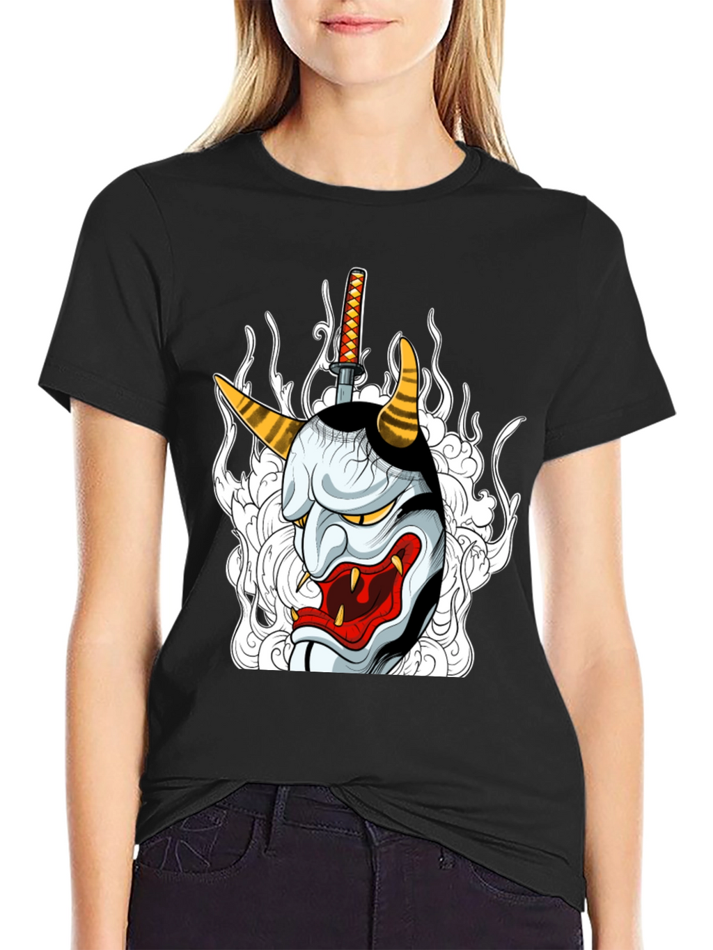 Hannya Mask Graphic Tee - Black T-Shirt