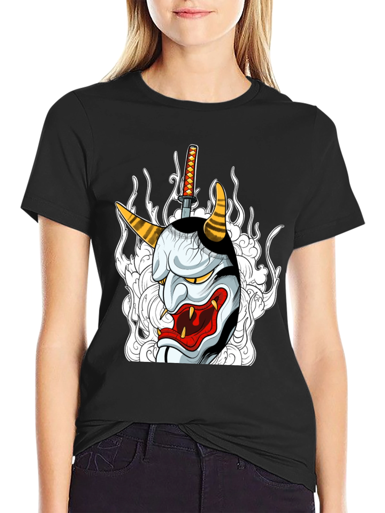 Hannya Mask Graphic Tee - Black T-Shirt