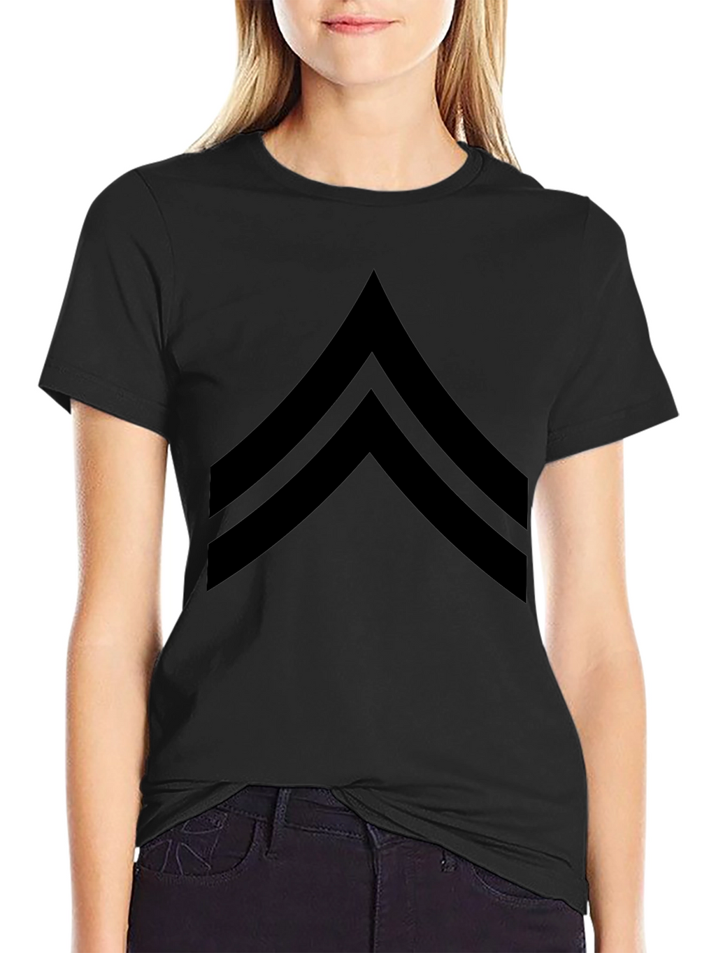 Black Chevron Graphic Tee - Casual Style