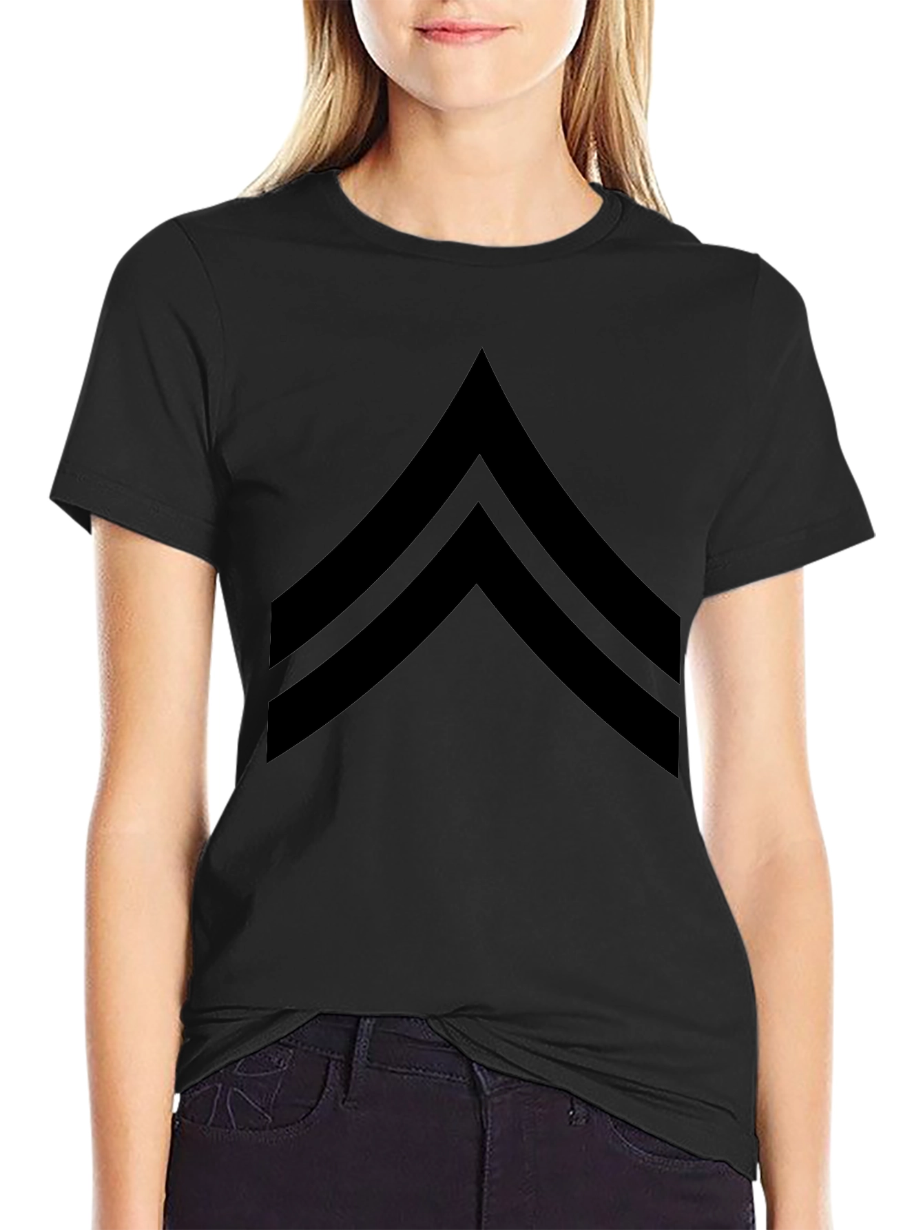 Black Chevron Graphic Tee - Casual Style