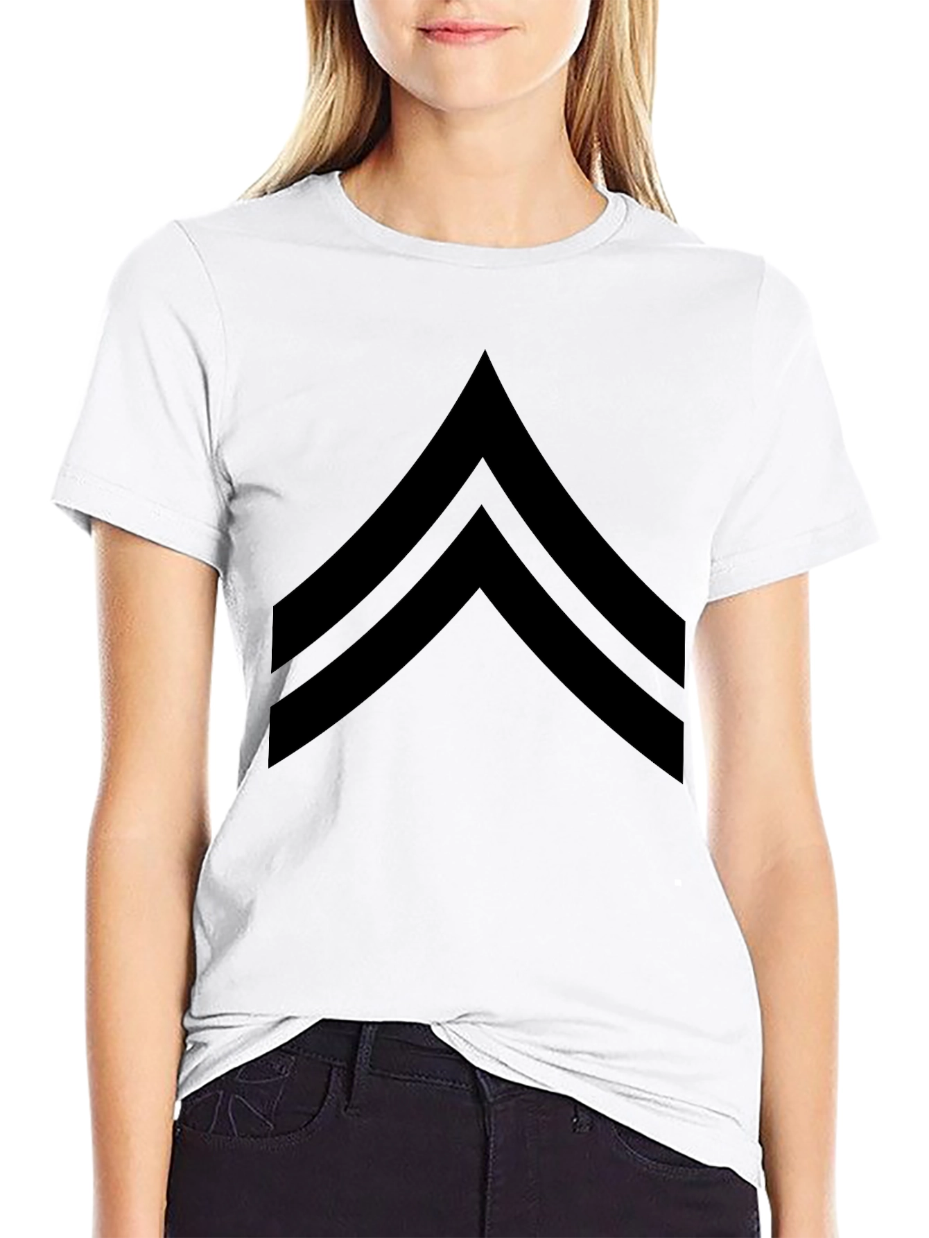 Black Chevron Graphic Tee - Casual Style