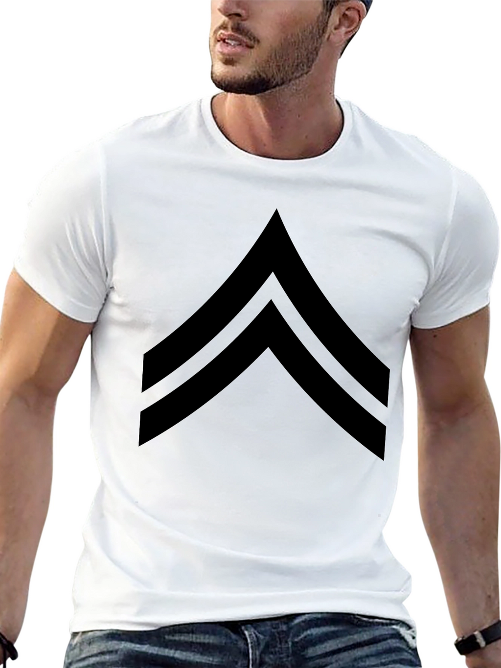 Black Chevron Graphic Tee - Casual Style