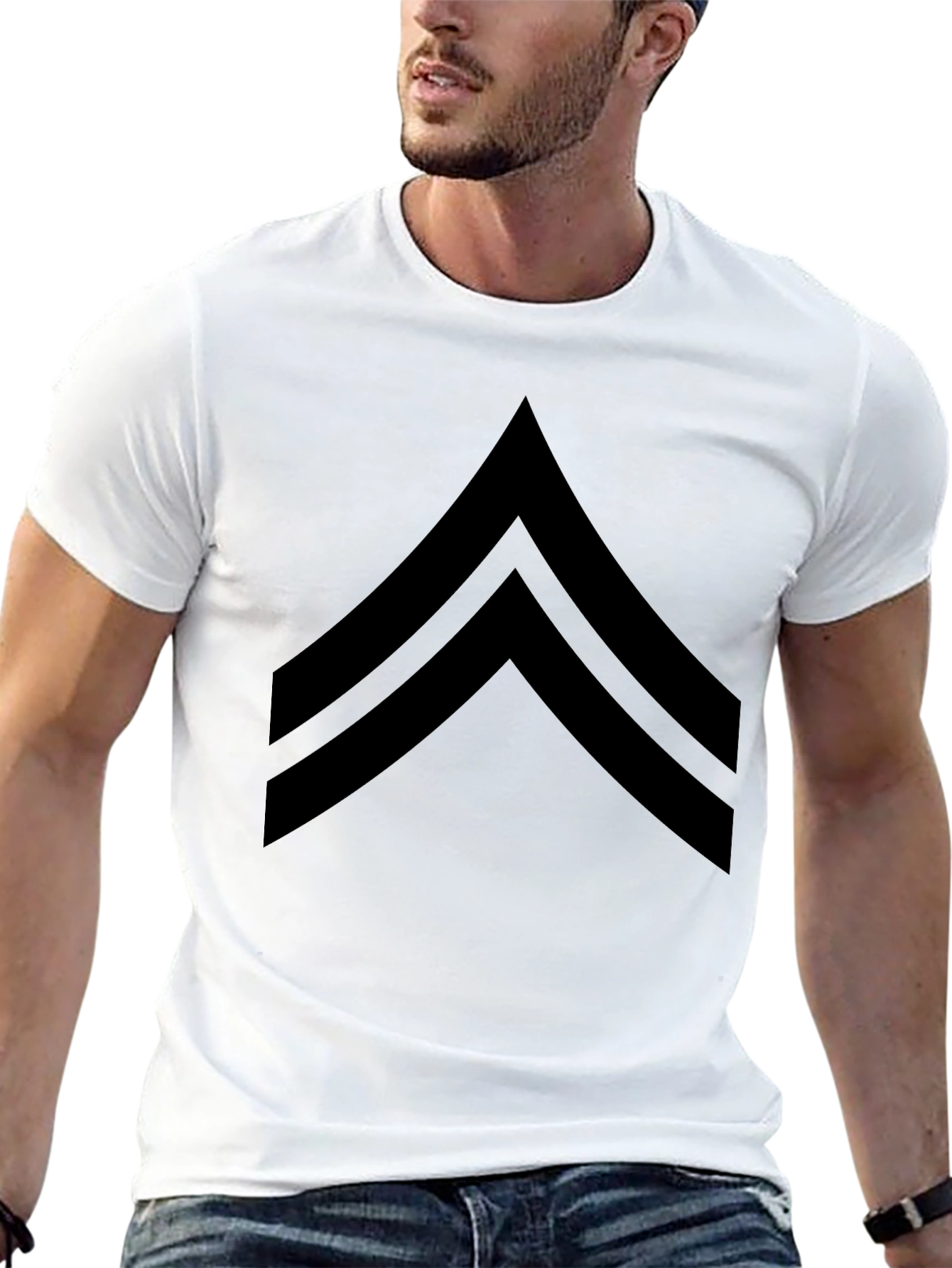 Black Chevron Graphic Tee - Casual Style