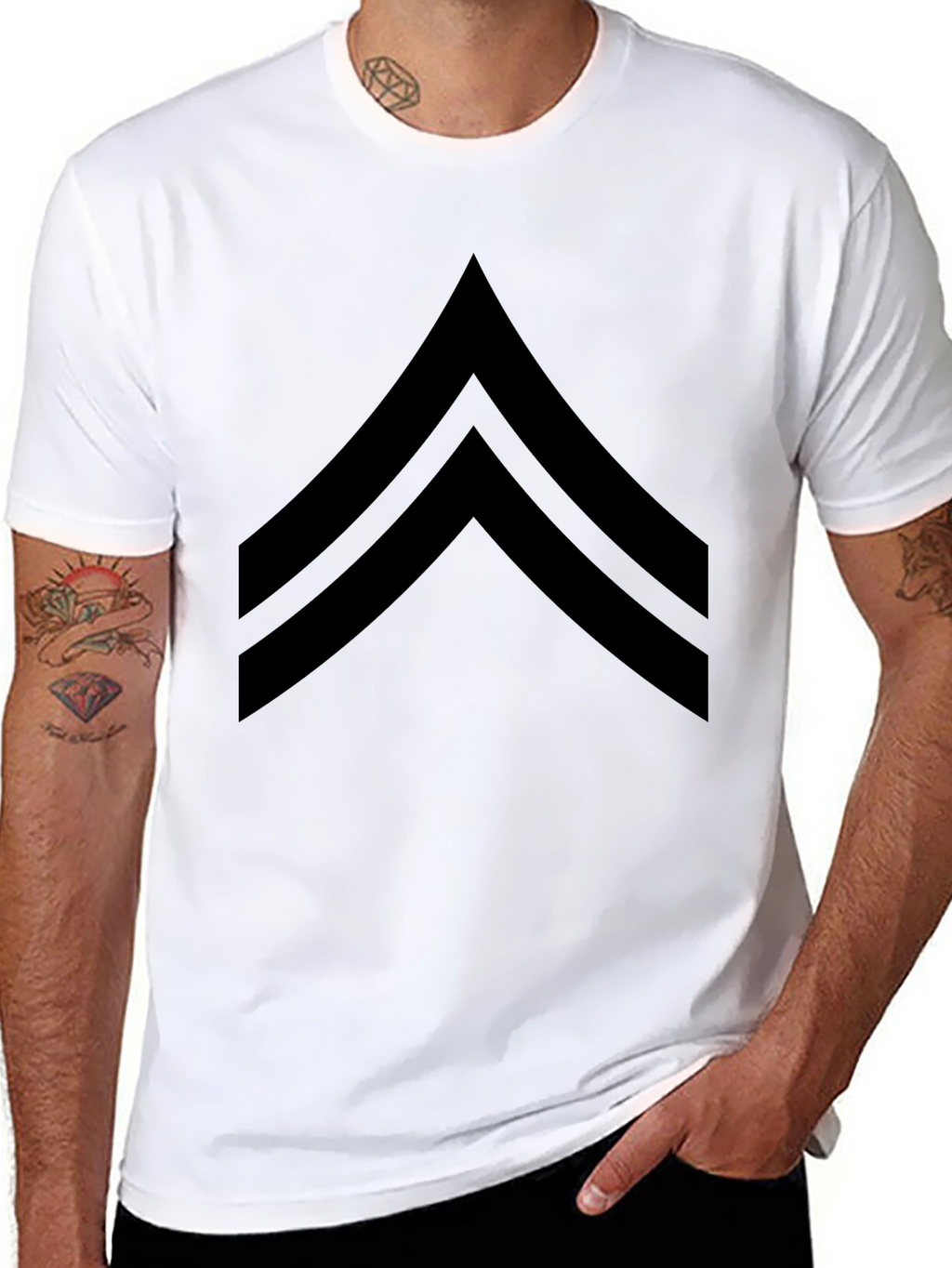 Black Chevron Graphic Tee - Casual Style