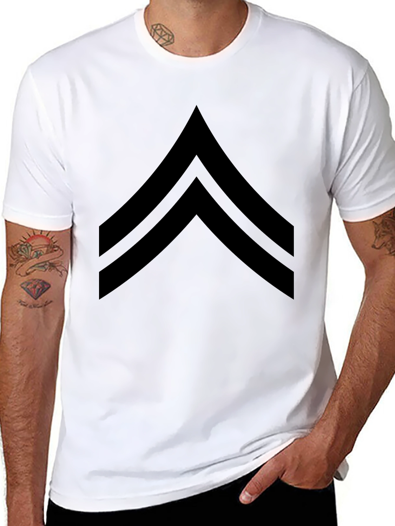 Black Chevron Graphic Tee - Casual Style